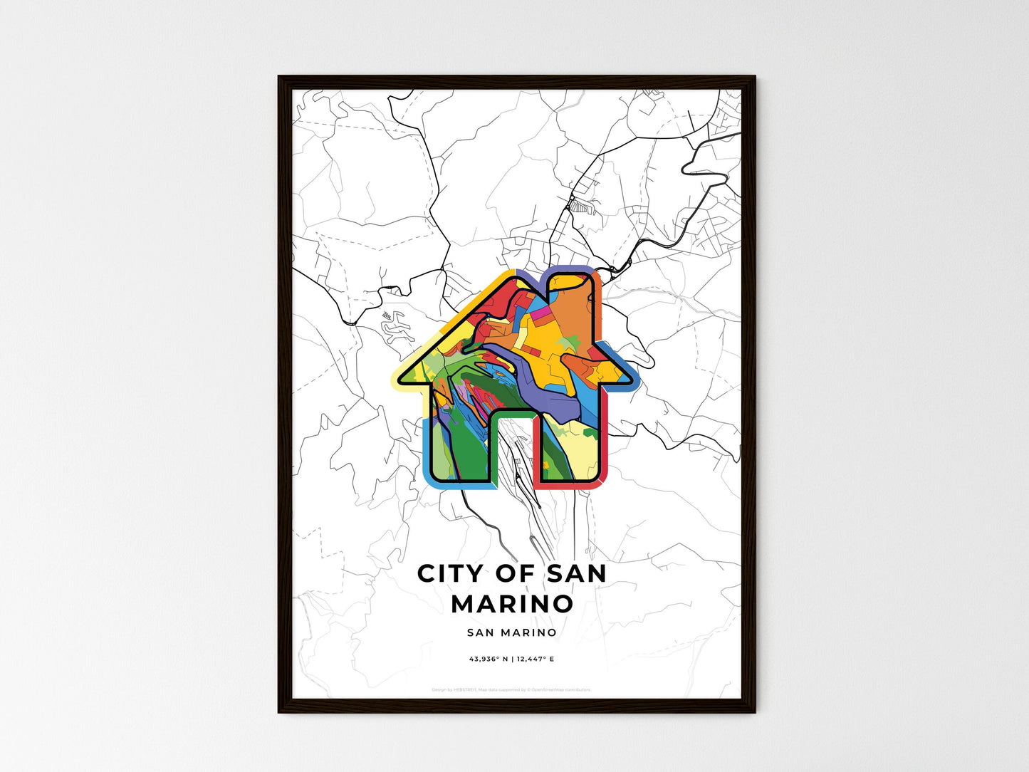 City Of San Marino San Marino wedding art map with home icon