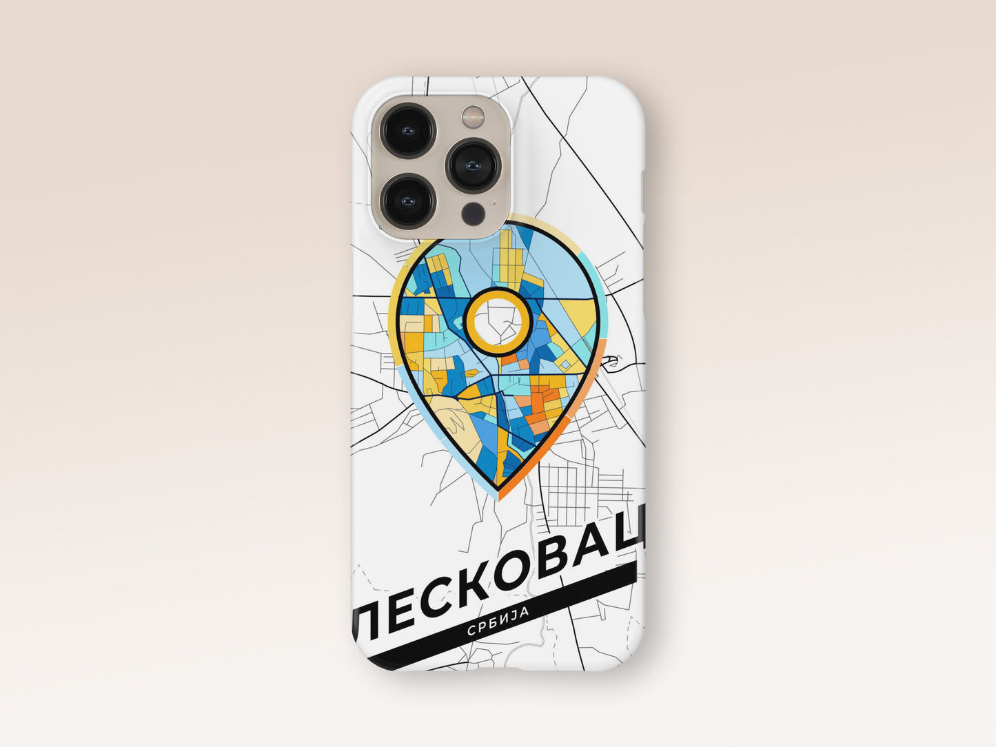 Leskovac Serbia slim phone case with colorful icon. Birthday, wedding or housewarming gift. Couple match cases. 1