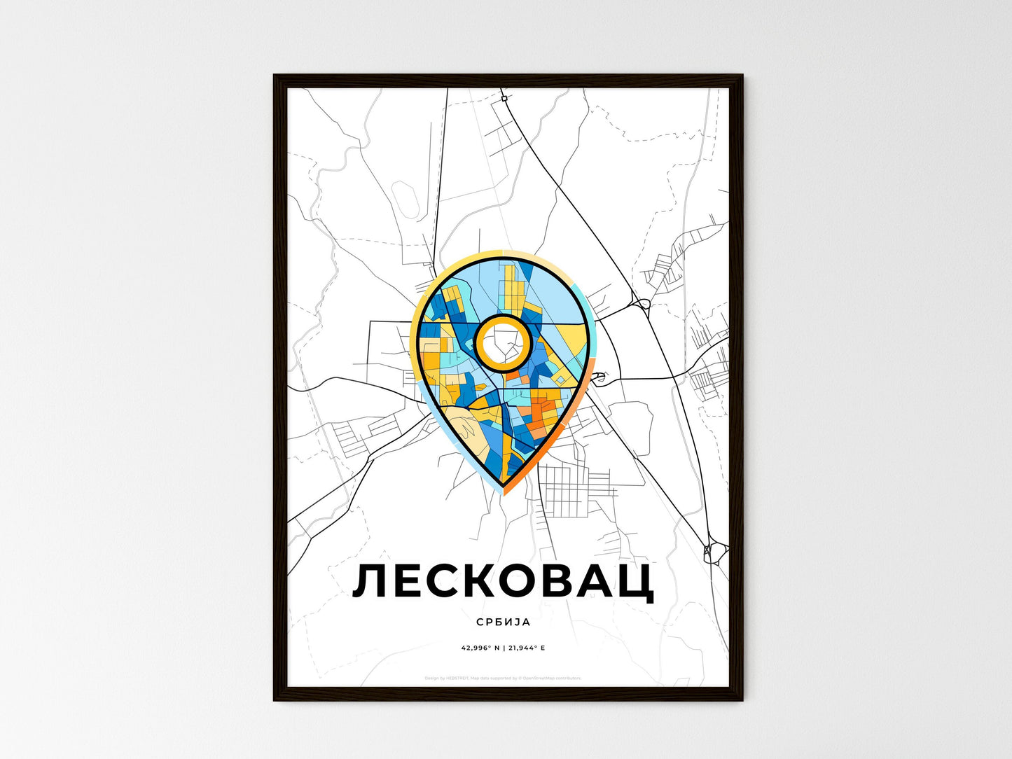 Leskovac Serbia wedding art map with pointer icon