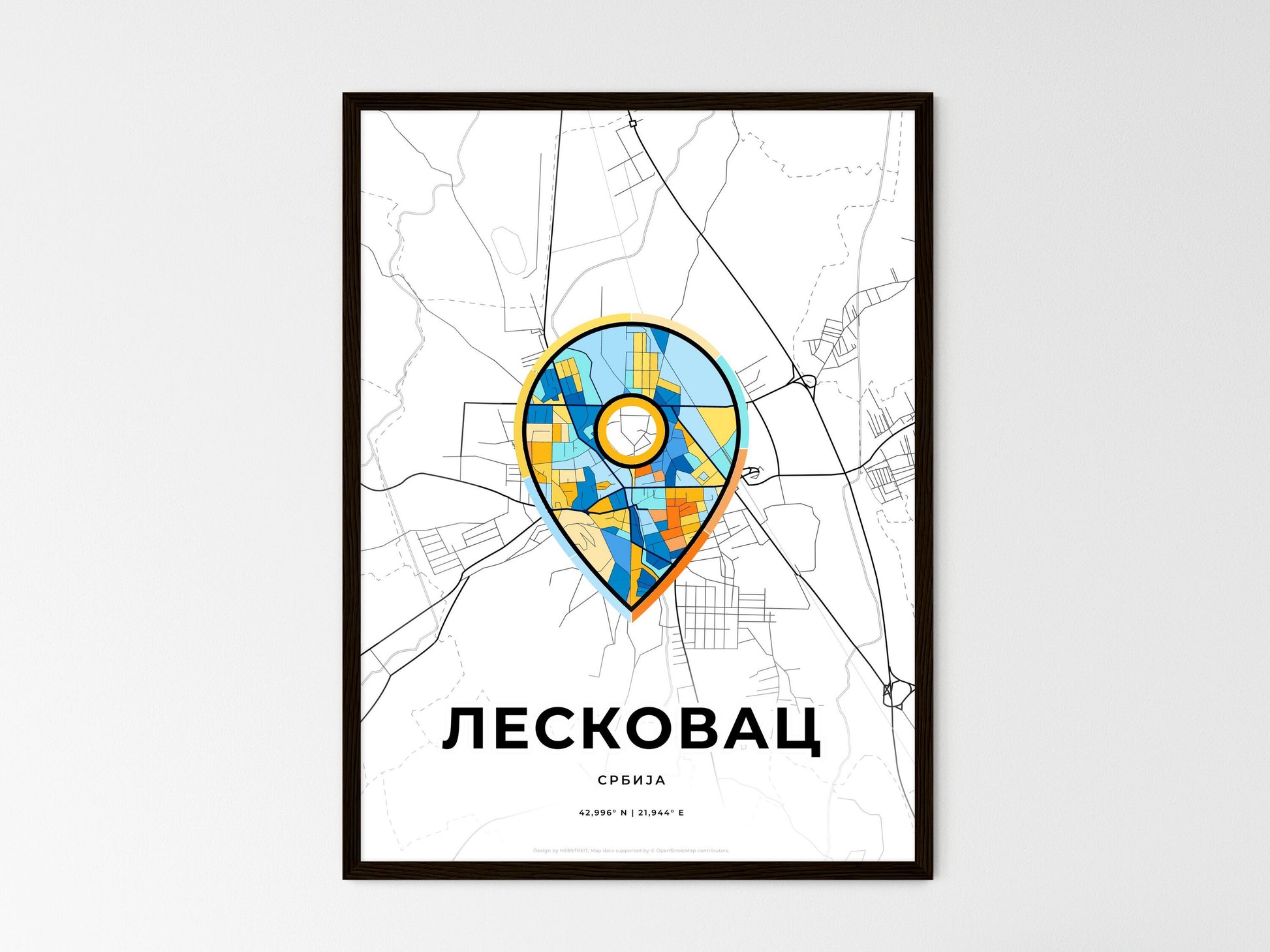 Leskovac Serbia wedding art map with pointer icon