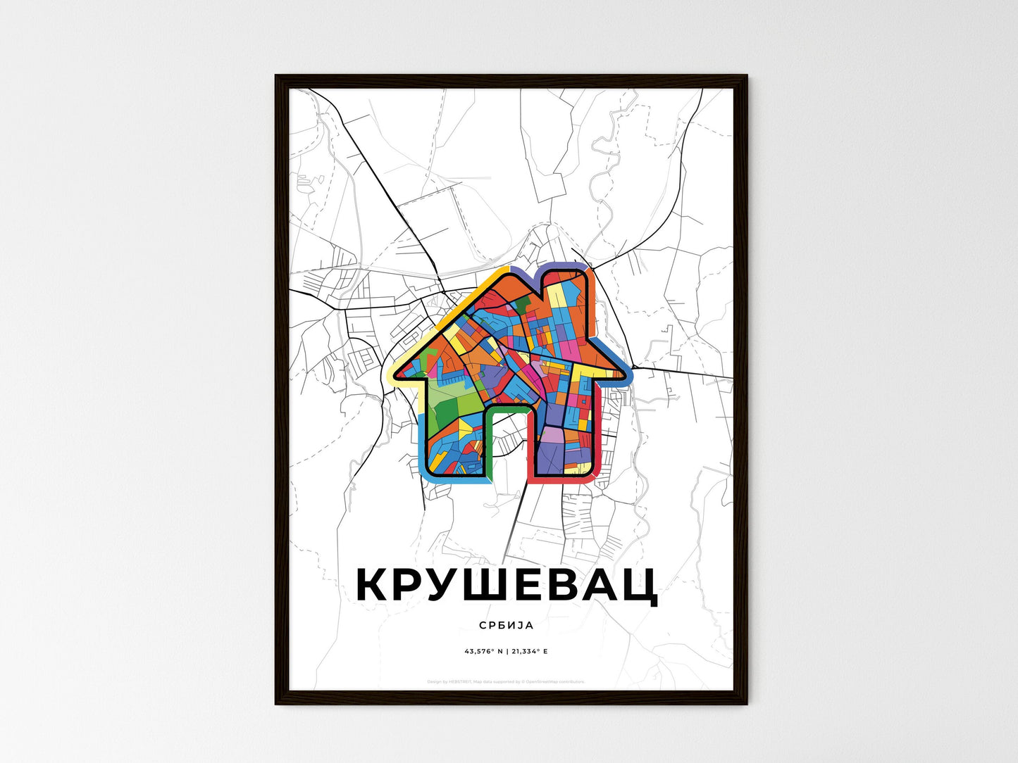 Kruševac Serbia wedding art map with home icon