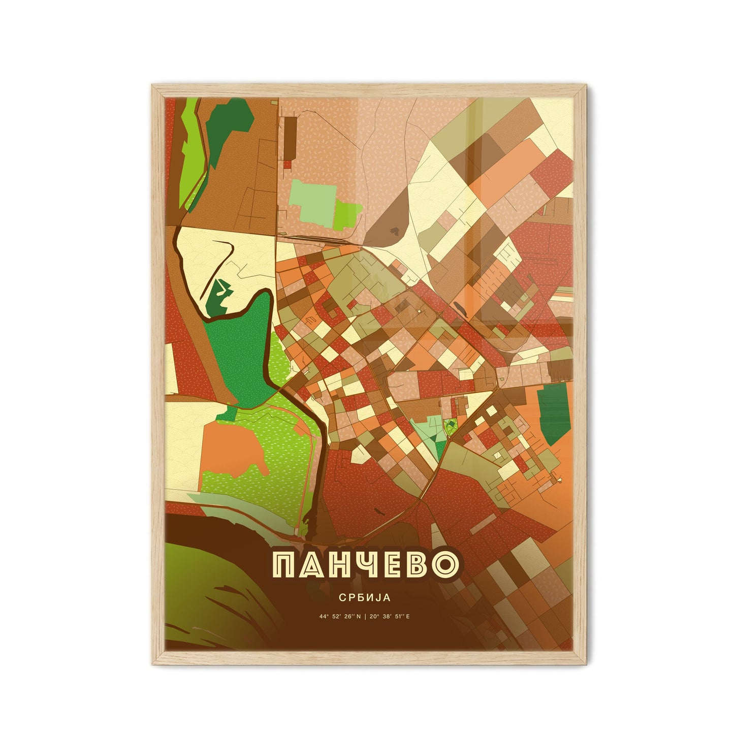 Colorful PANČEVO SERBIA Fine Art Map Farmhouse