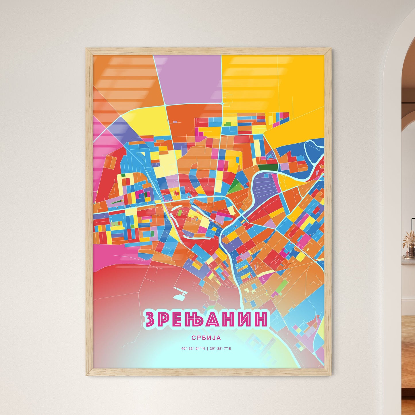 Colorful ZRENJANIN SERBIA Fine Art Map Crazy Colors