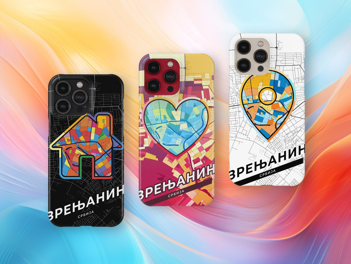 Zrenjanin Serbia slim phone case with colorful icon