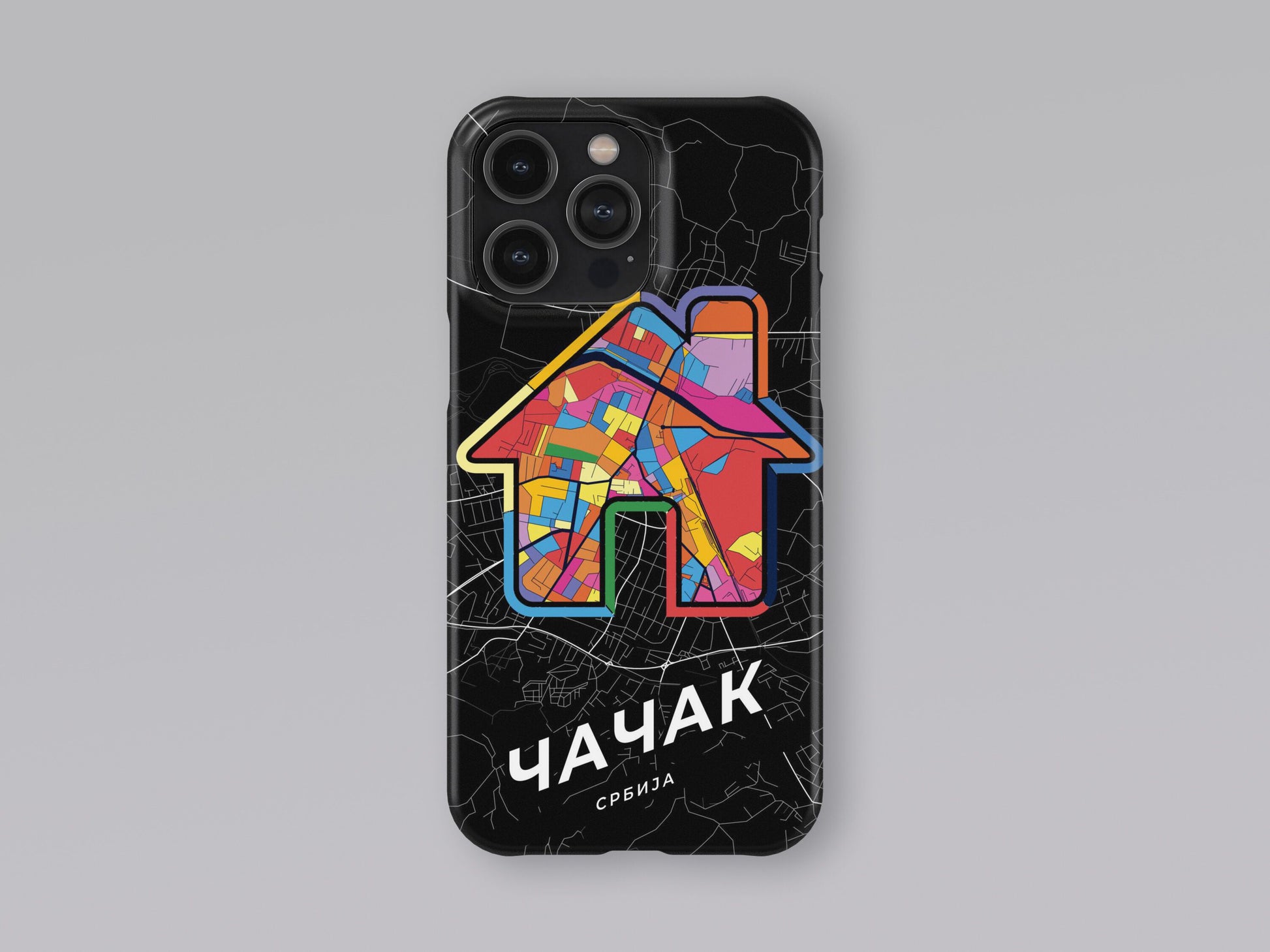 Čačak Serbia slim phone case with colorful icon. Birthday, wedding or housewarming gift. Couple match cases. 3