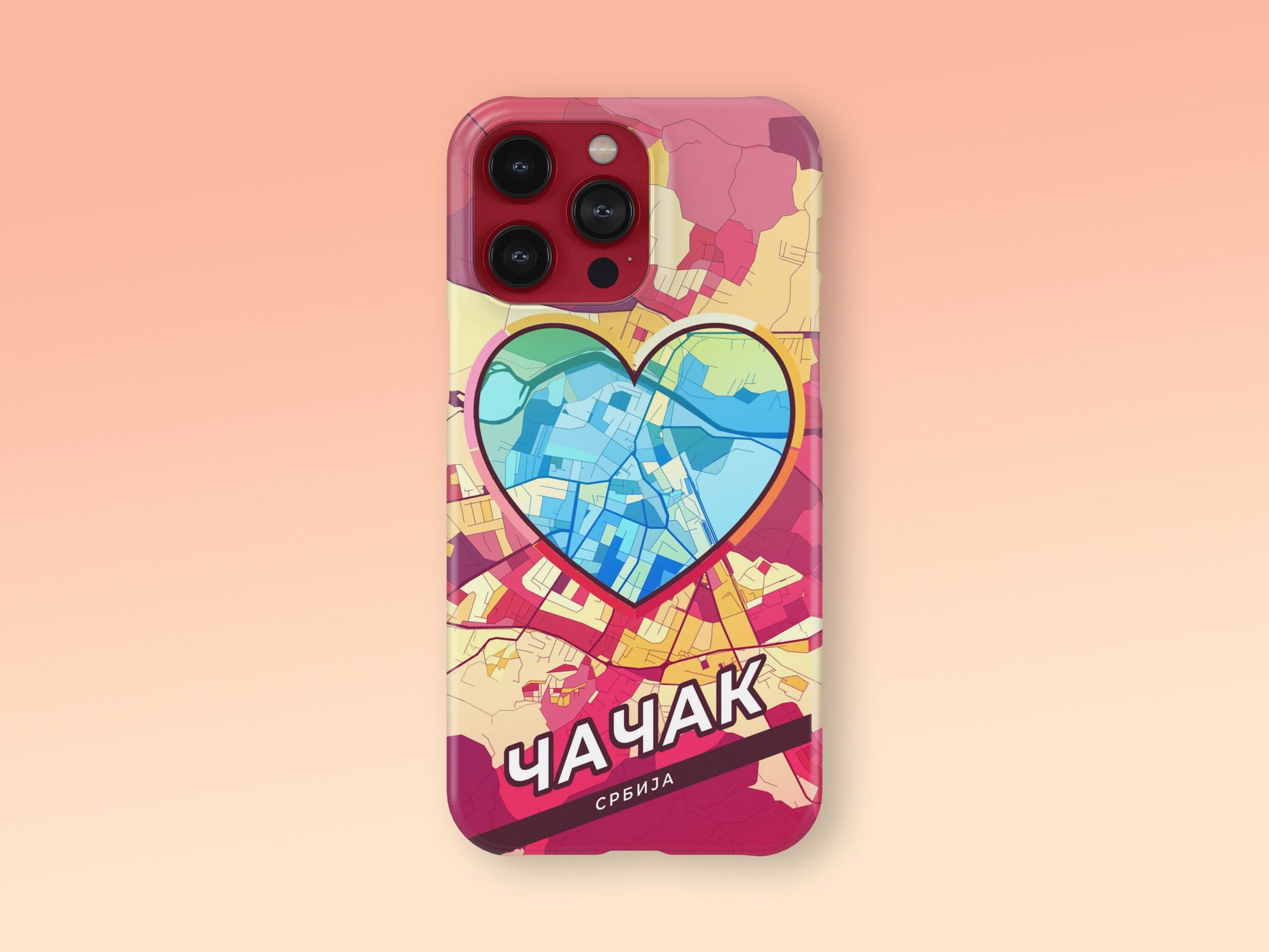 Čačak Serbia slim phone case with colorful icon. Birthday, wedding or housewarming gift. Couple match cases. 2