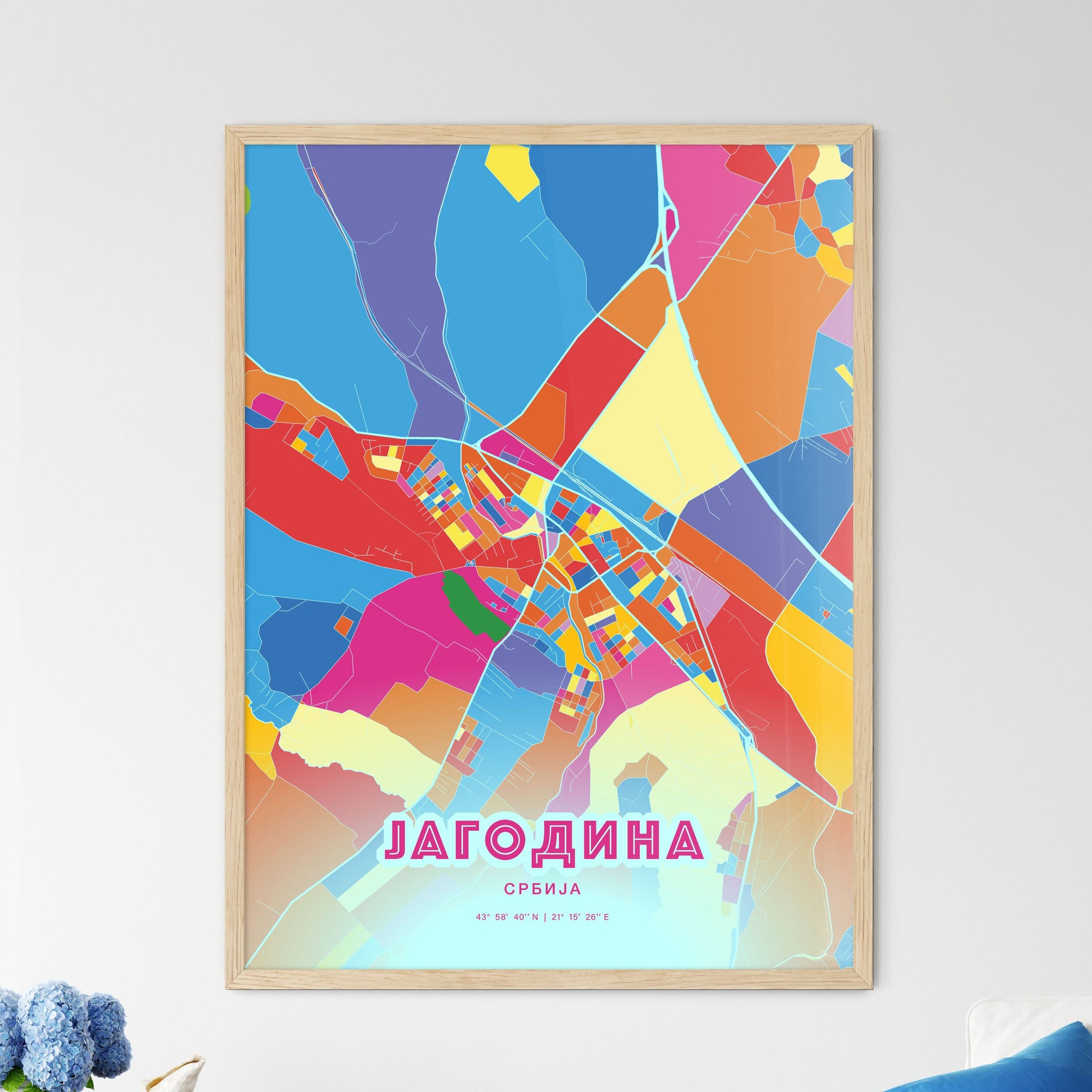 Colorful JAGODINA SERBIA Fine Art Map Crazy Colors