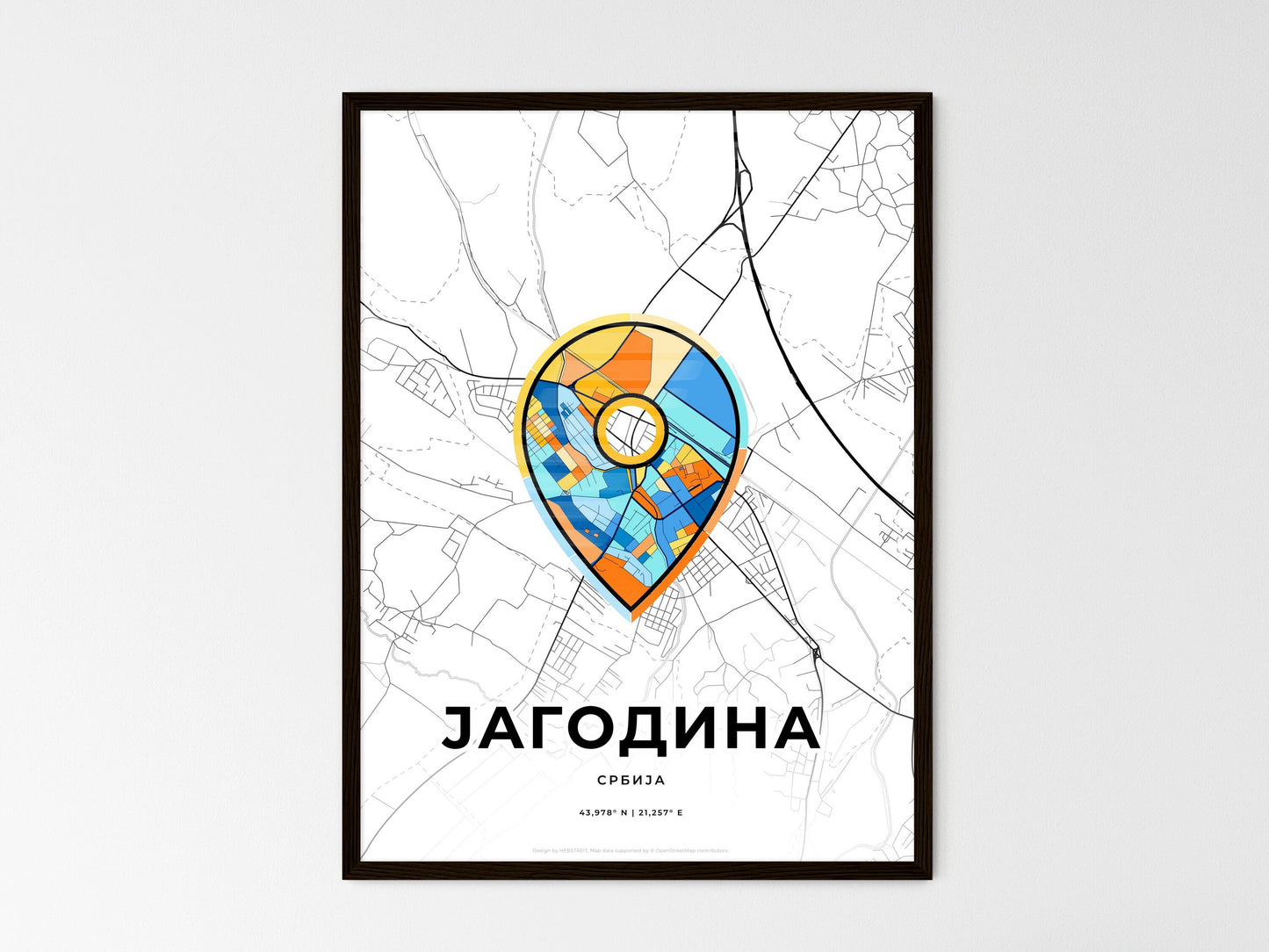Jagodina Serbia wedding art map with pointer icon