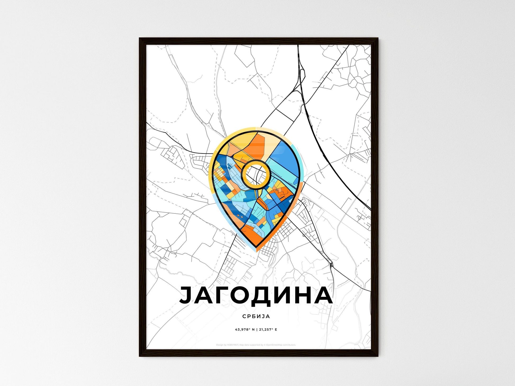 Jagodina Serbia wedding art map with pointer icon