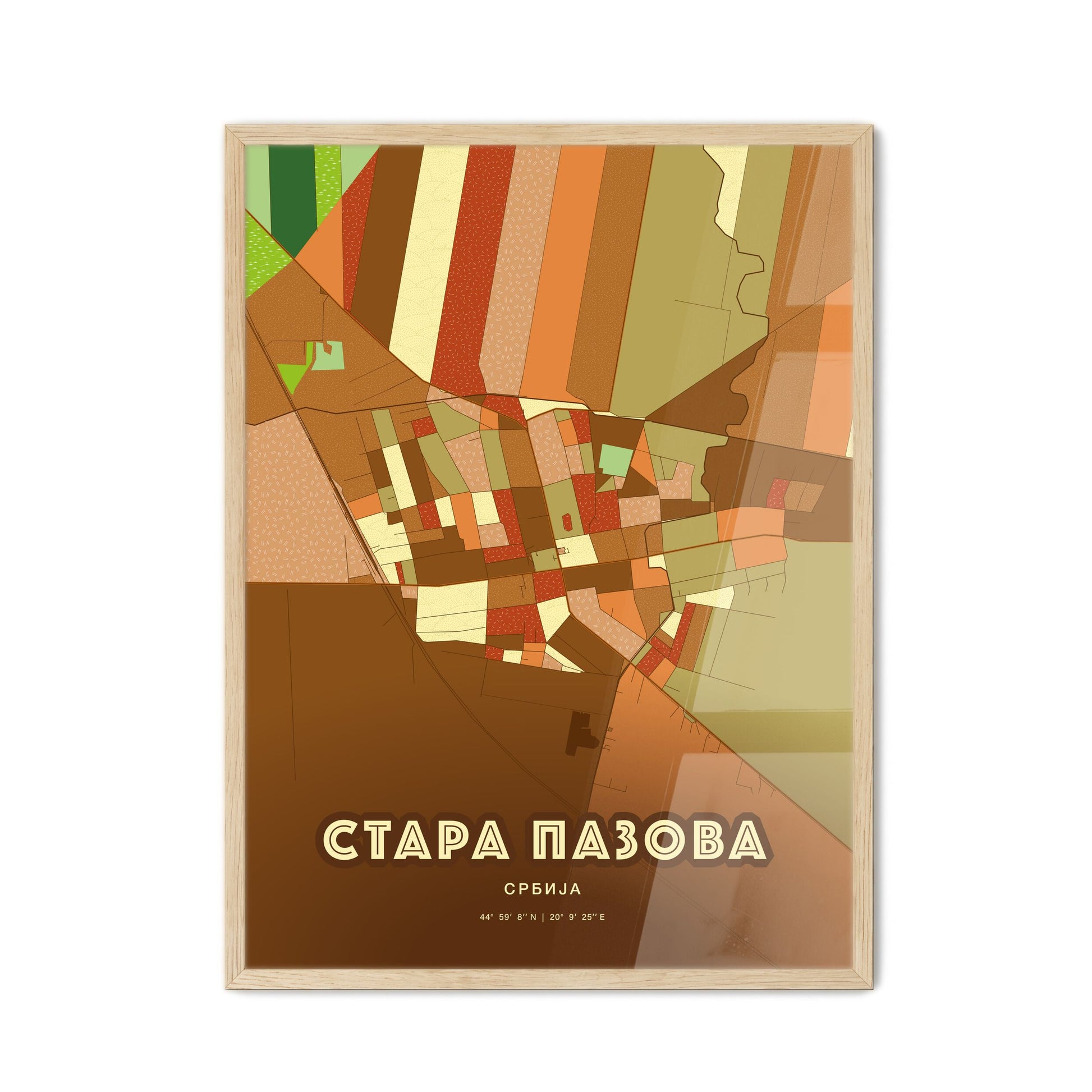 Colorful STARA PAZOVA SERBIA Fine Art Map Farmhouse