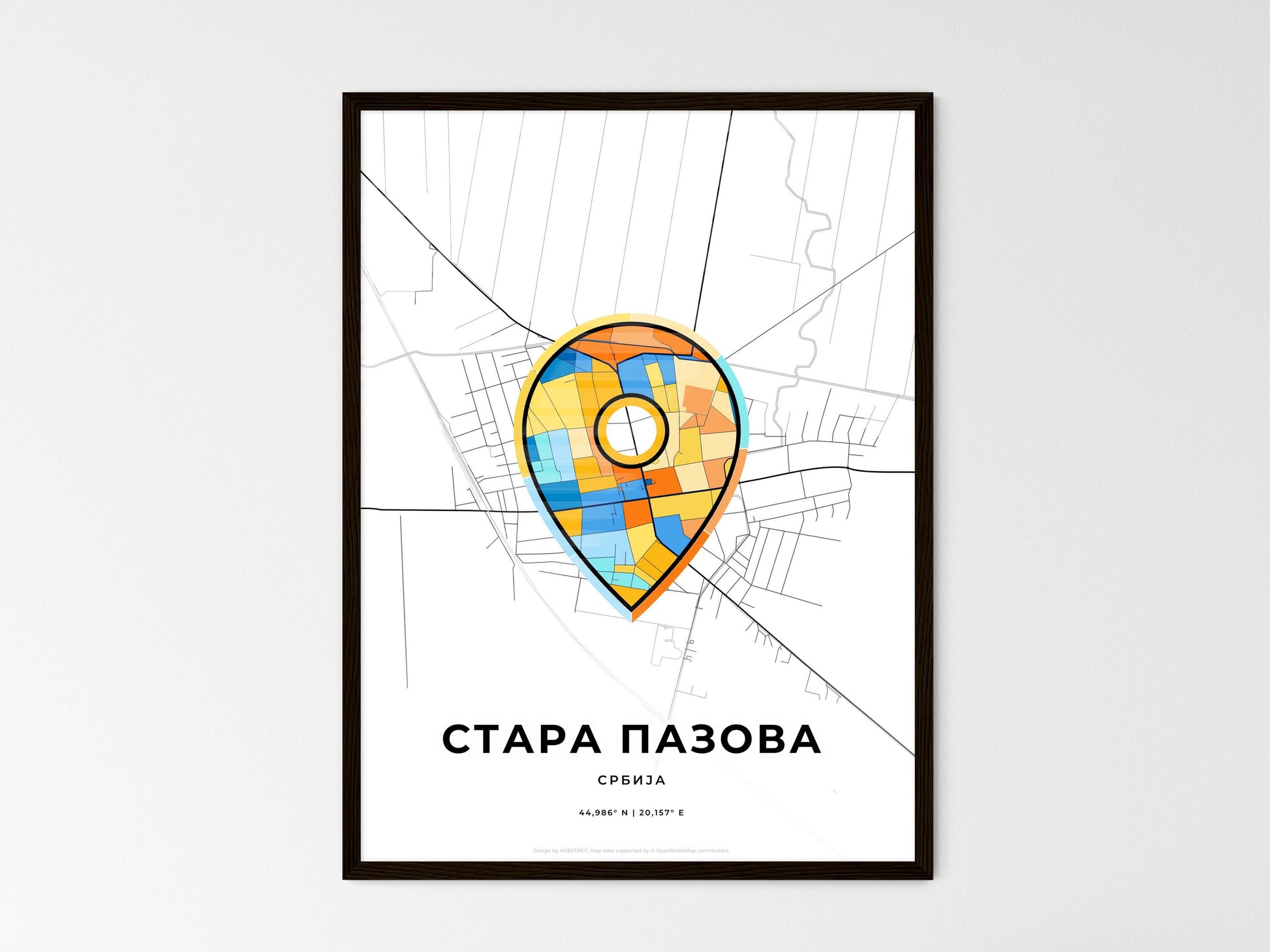 Stara Pazova Serbia wedding art map with pointer icon