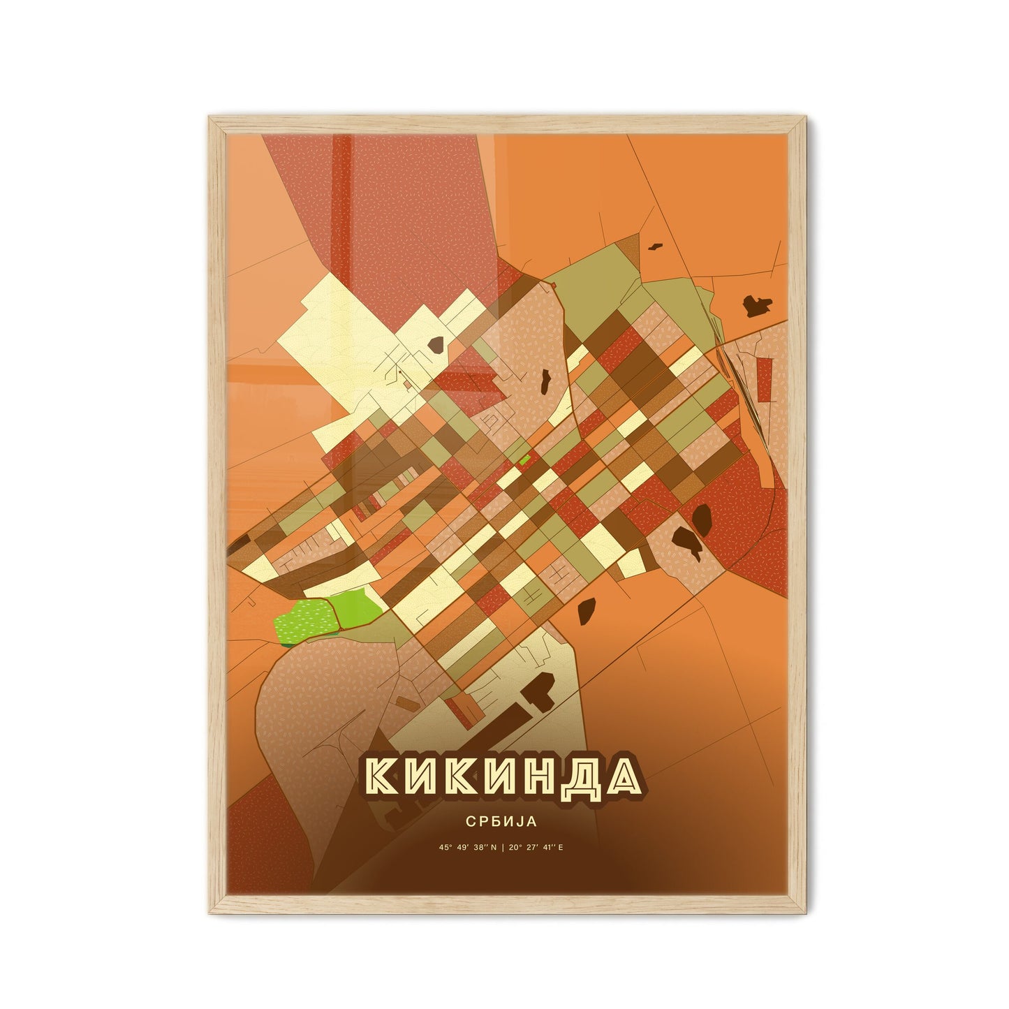 Colorful KIKINDA SERBIA Fine Art Map Farmhouse