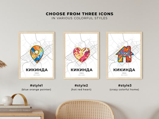 Kikinda Serbia maps with colorful icons