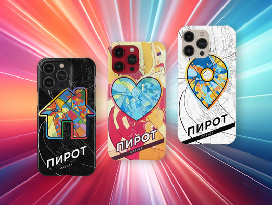 Pirot Serbia slim phone case with colorful icon. Birthday, wedding or housewarming gift. Couple match cases.