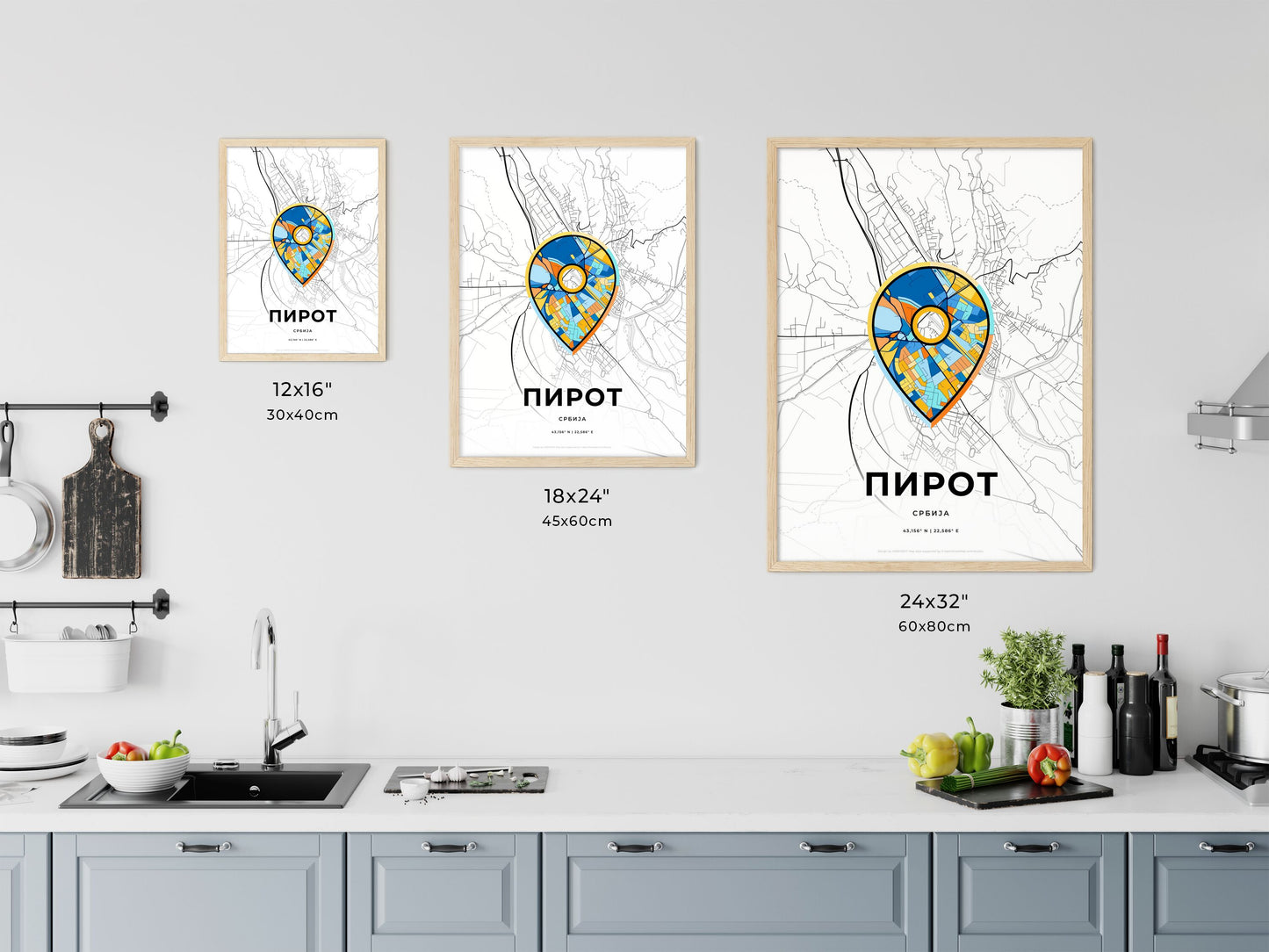 Pirot Serbia art map size chart