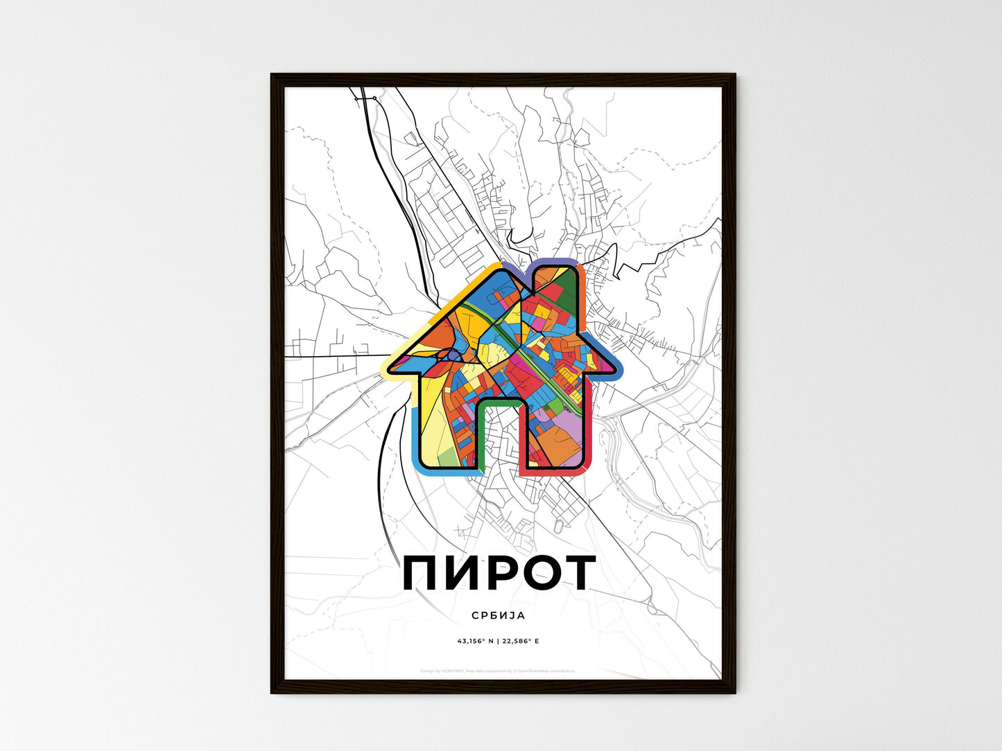 Pirot Serbia wedding art map with home icon