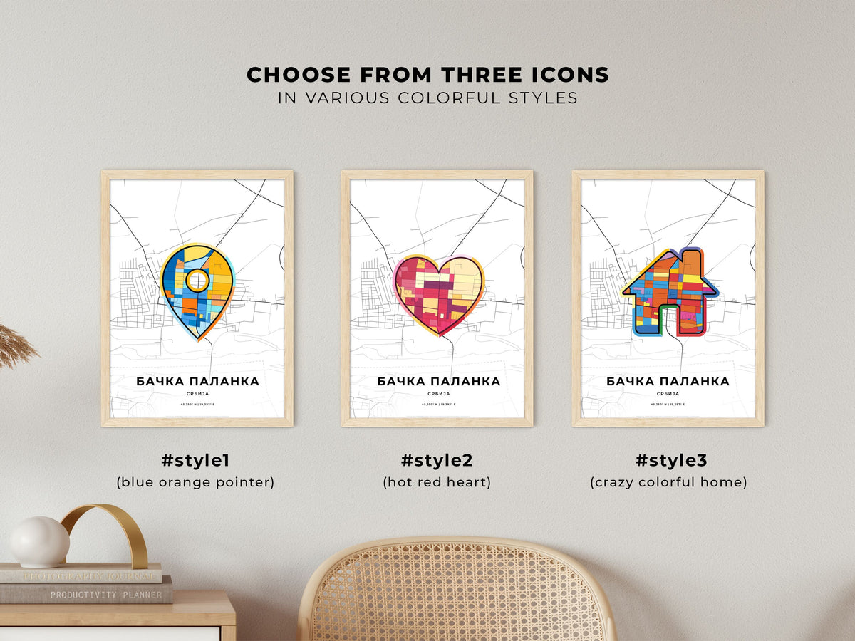 Bačka Palanka Serbia maps with colorful icons