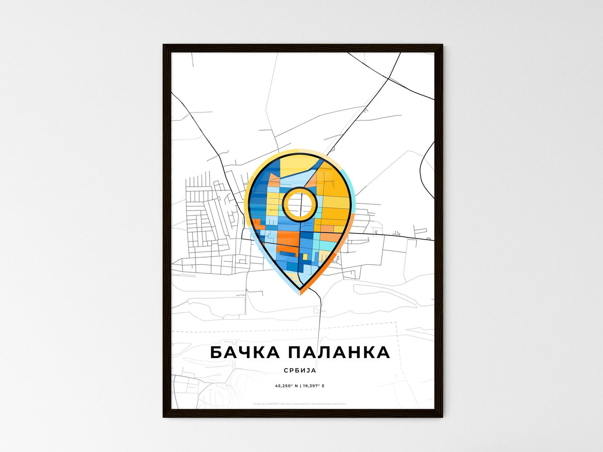 Bačka Palanka Serbia wedding art map with pointer icon