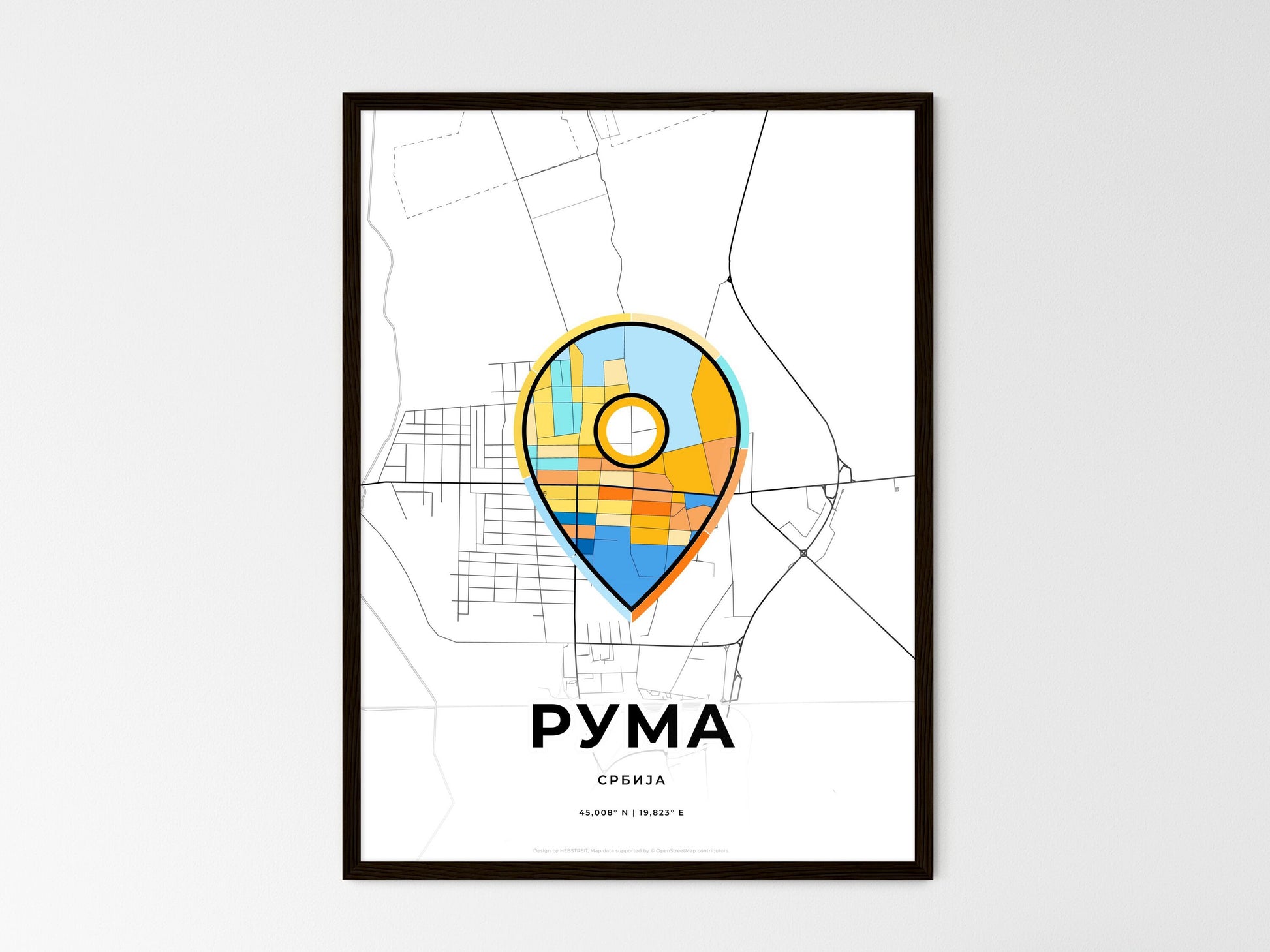 Ruma Serbia wedding art map with pointer icon