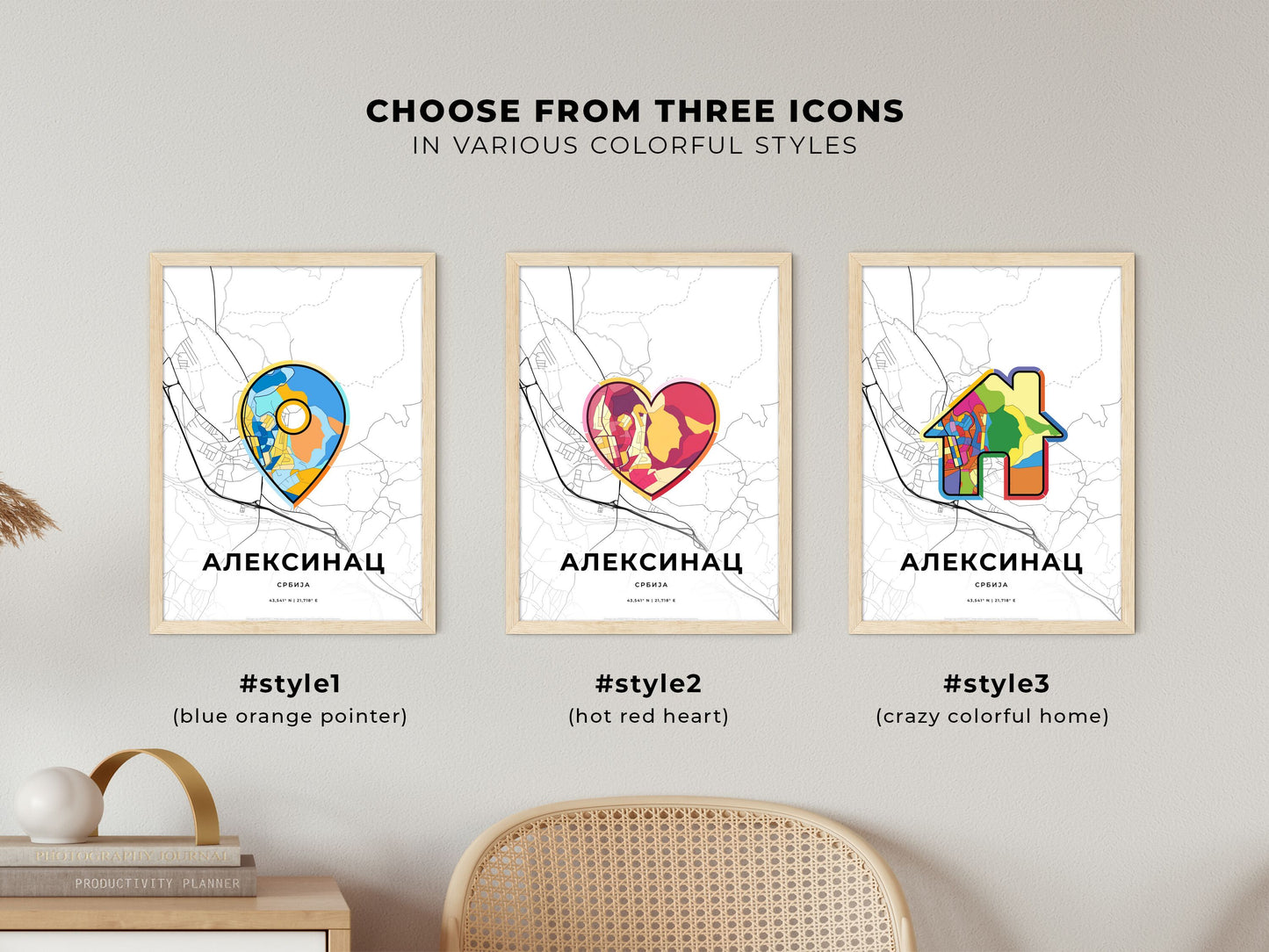 Aleksinac Serbia maps with colorful icons