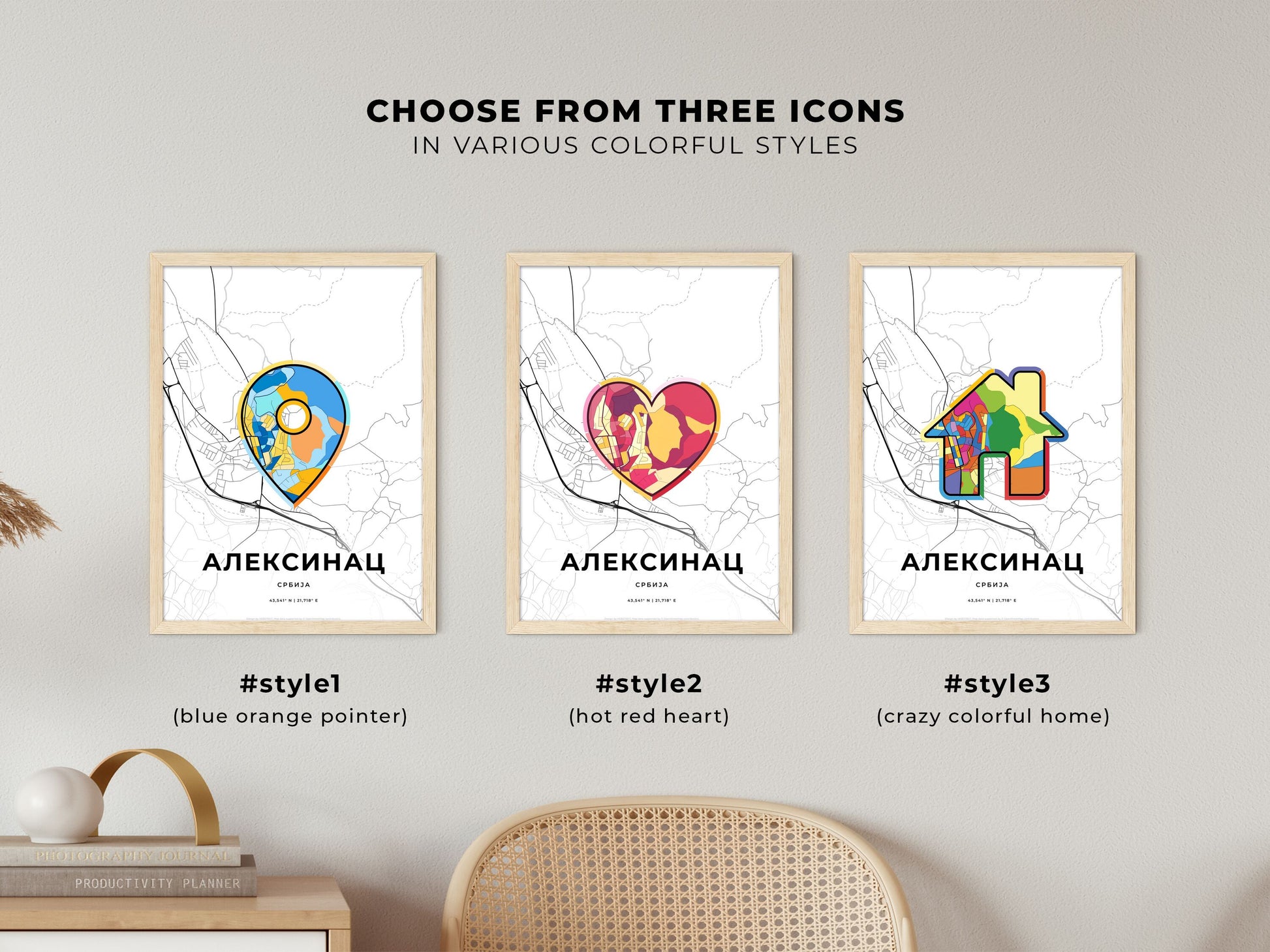 Aleksinac Serbia maps with colorful icons