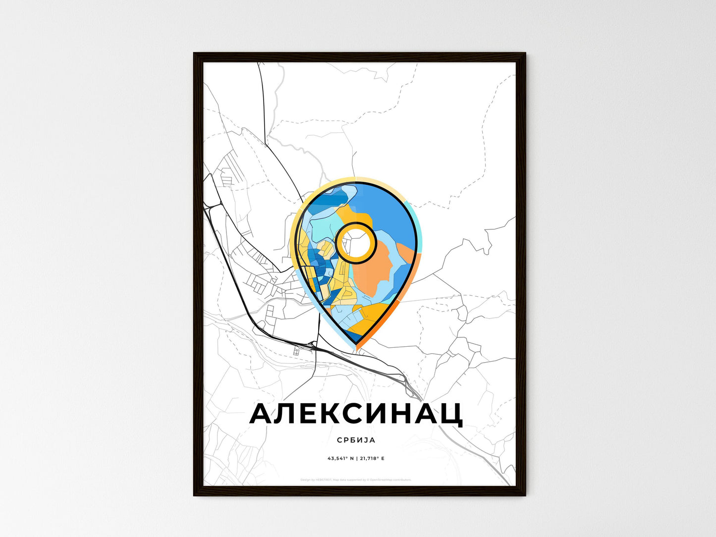 Aleksinac Serbia wedding art map with pointer icon