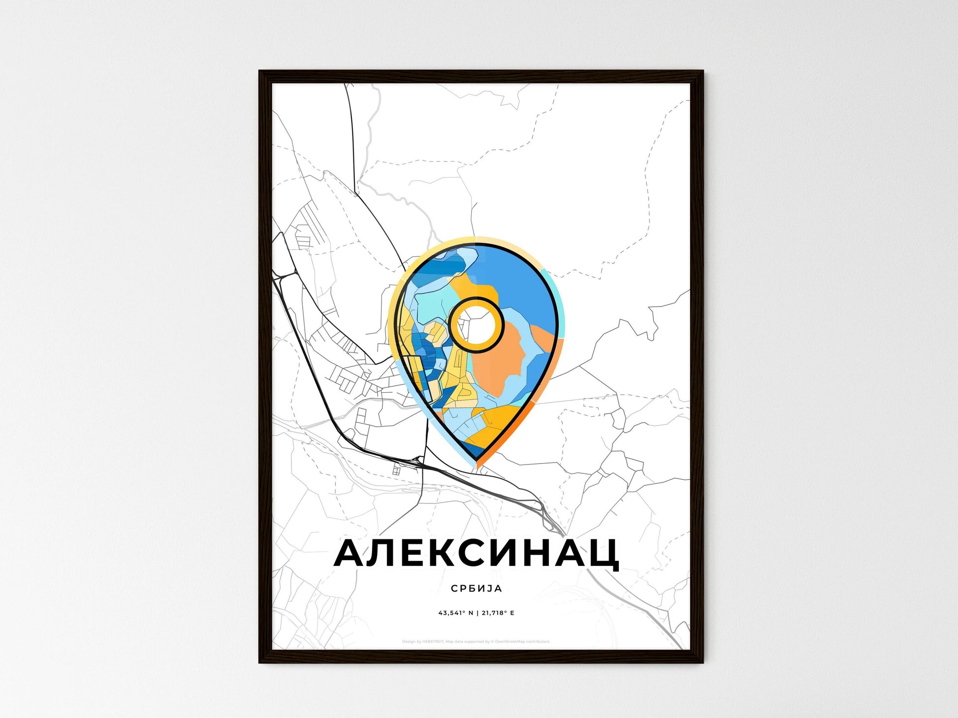 Aleksinac Serbia wedding art map with pointer icon