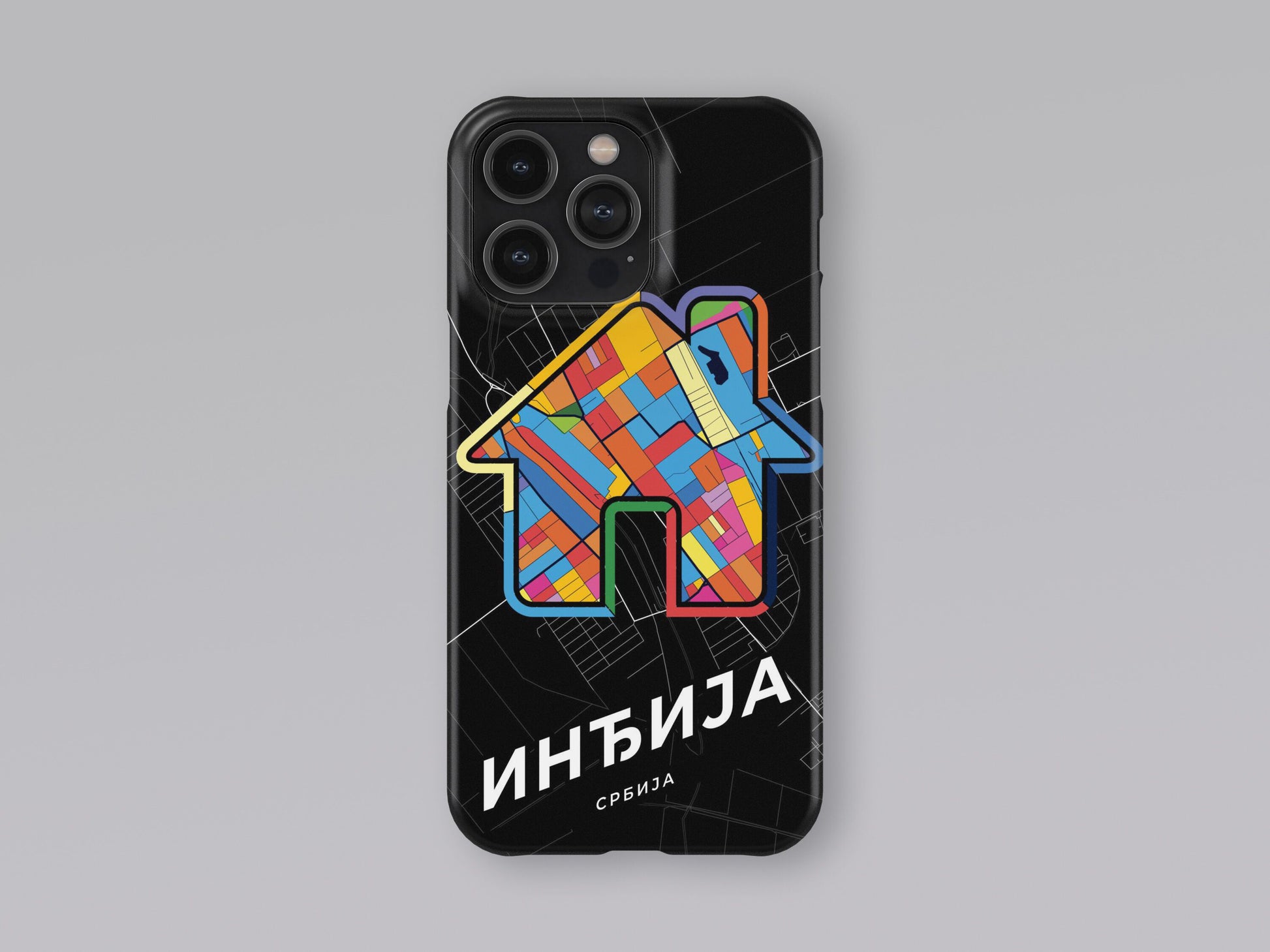 Inđija Serbia slim phone case with colorful icon. Birthday, wedding or housewarming gift. Couple match cases. 3