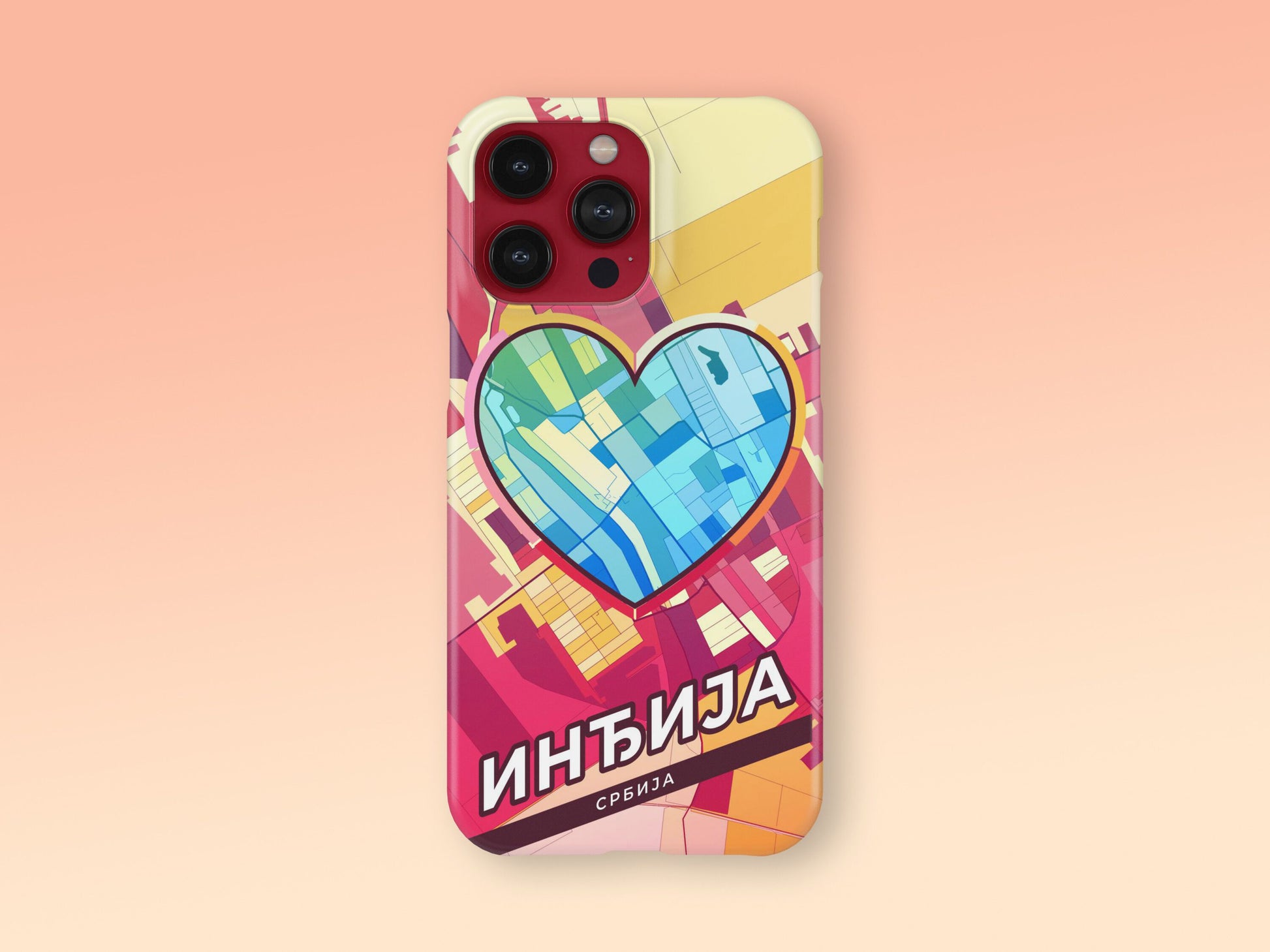 Inđija Serbia slim phone case with colorful icon. Birthday, wedding or housewarming gift. Couple match cases. 2