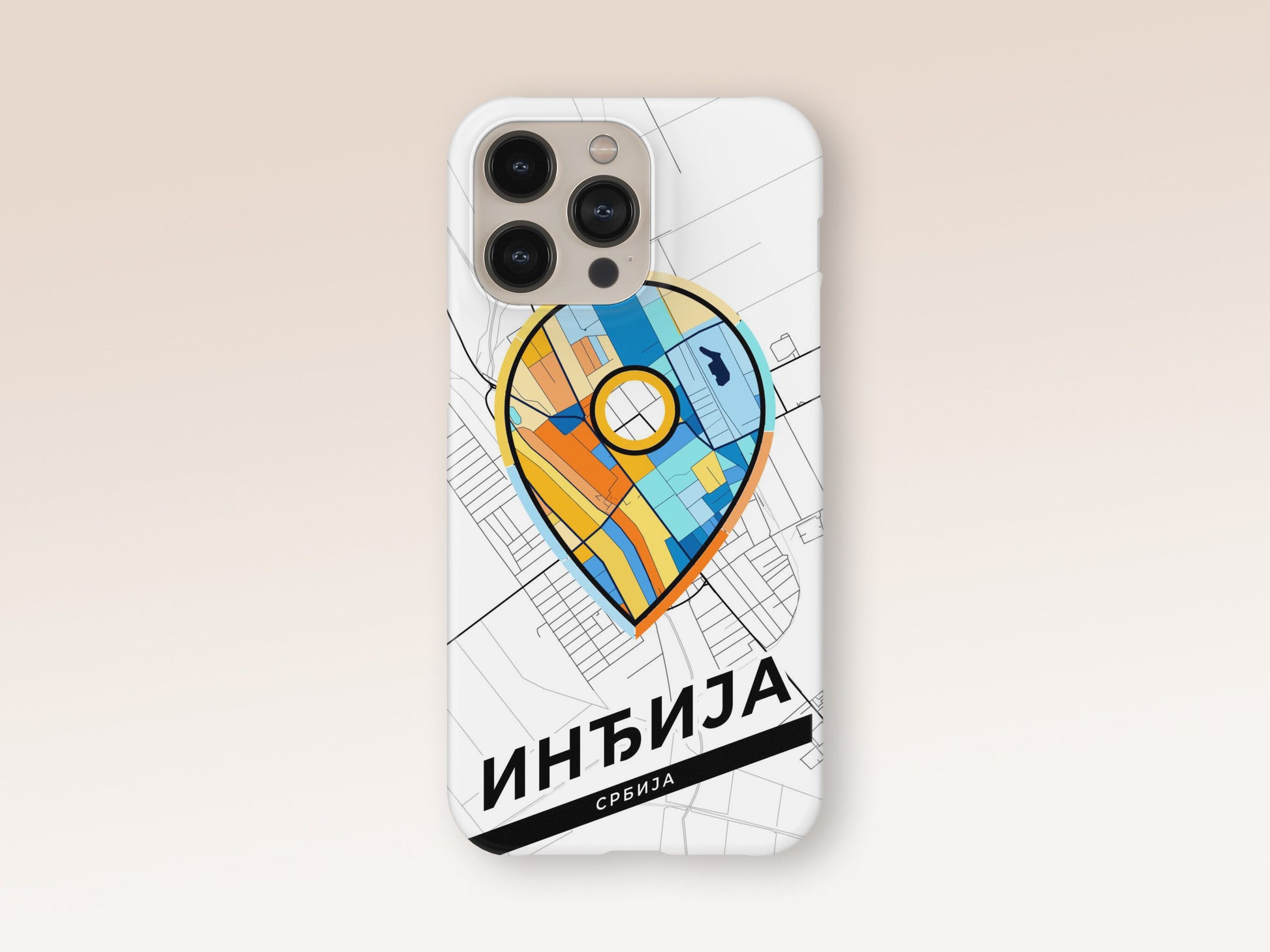 Inđija Serbia slim phone case with colorful icon. Birthday, wedding or housewarming gift. Couple match cases. 1