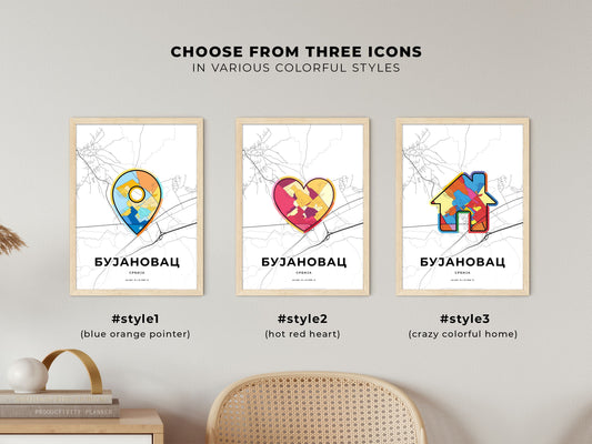 Bujanovac Serbia maps with colorful icons