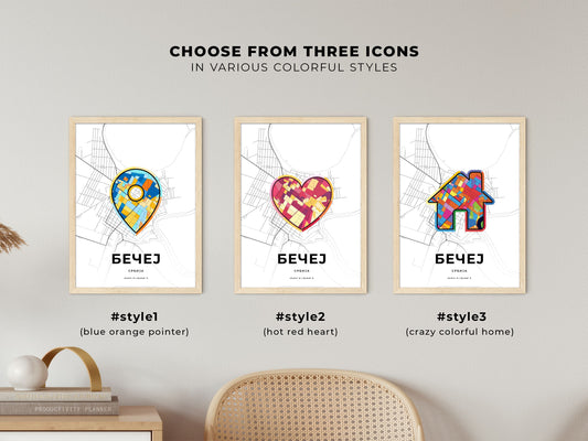 Bečej Serbia maps with colorful icons