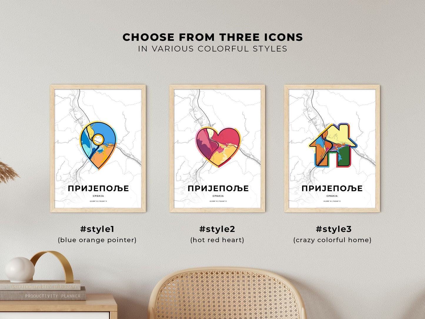 Prijepolje Serbia maps with colorful icons