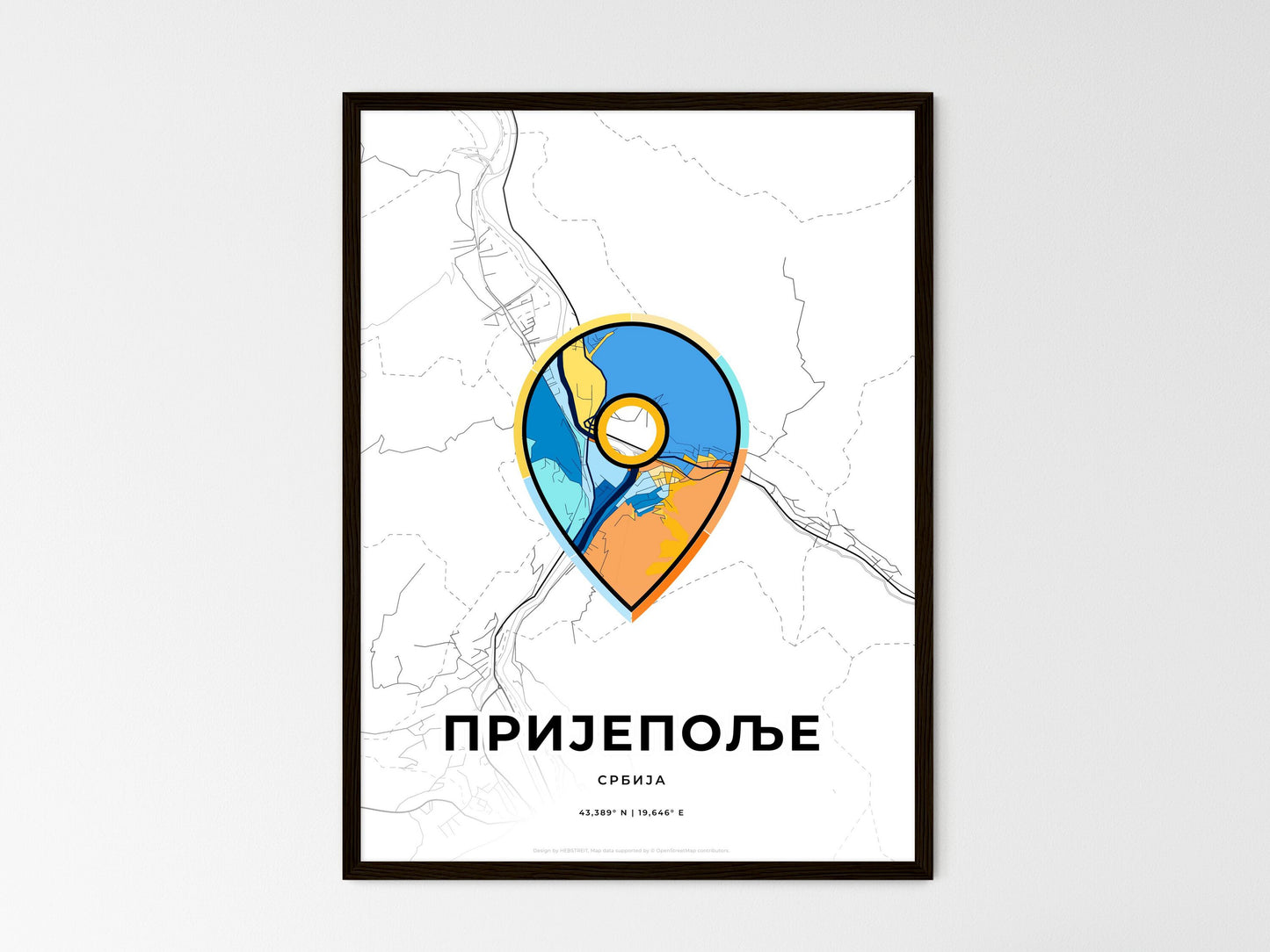 Prijepolje Serbia wedding art map with pointer icon