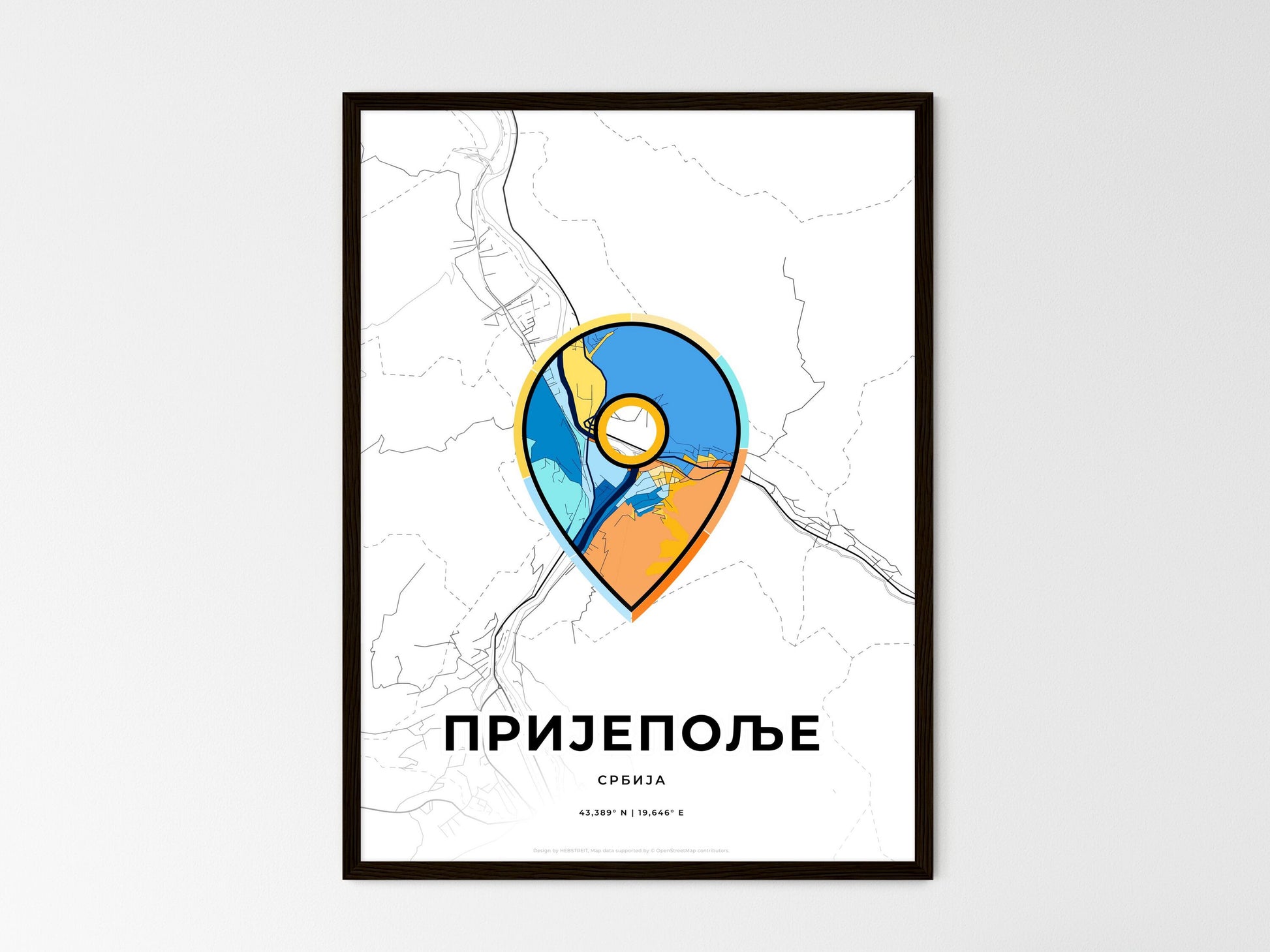 Prijepolje Serbia wedding art map with pointer icon