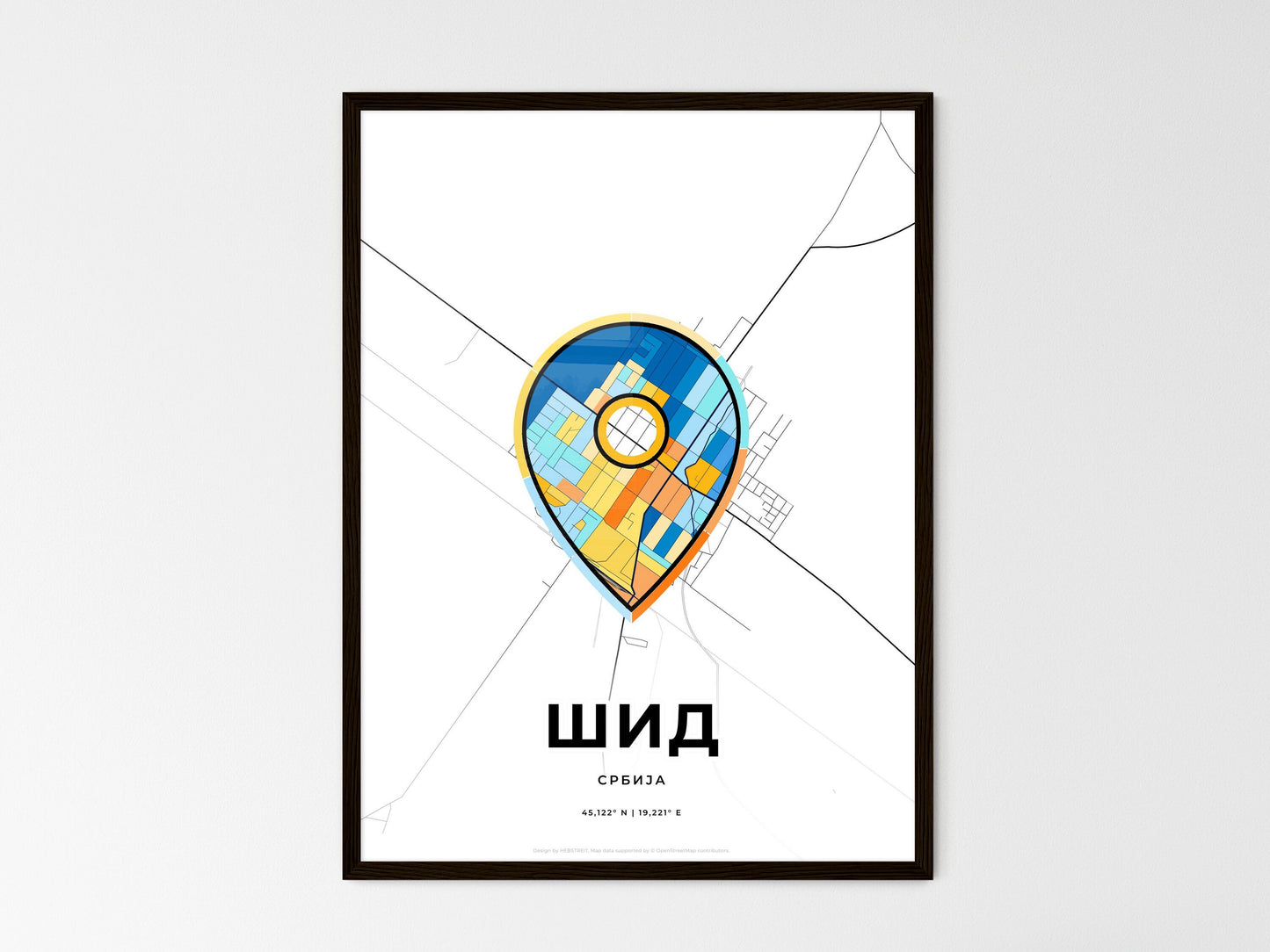 Šid Serbia wedding art map with pointer icon