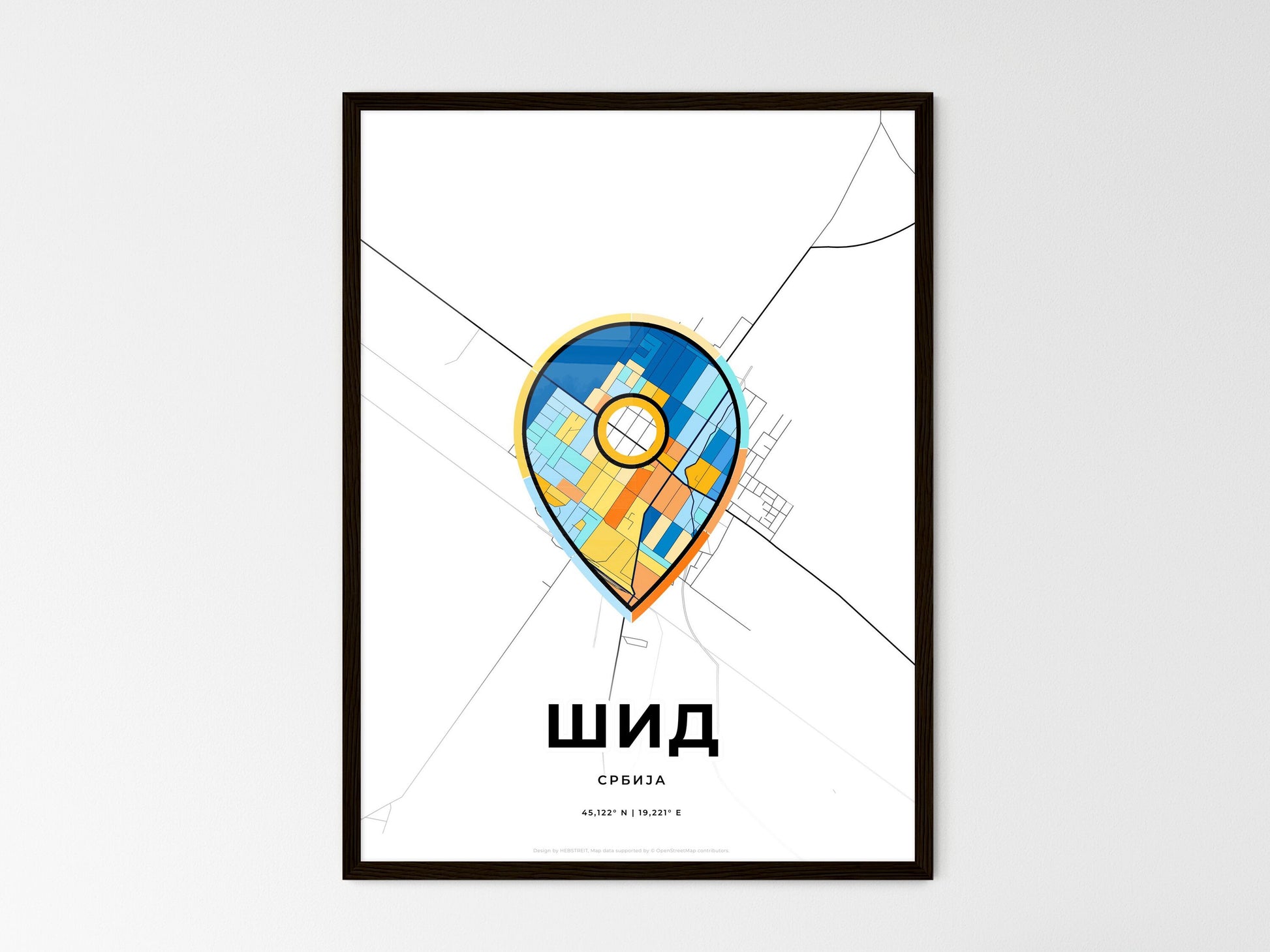 Šid Serbia wedding art map with pointer icon