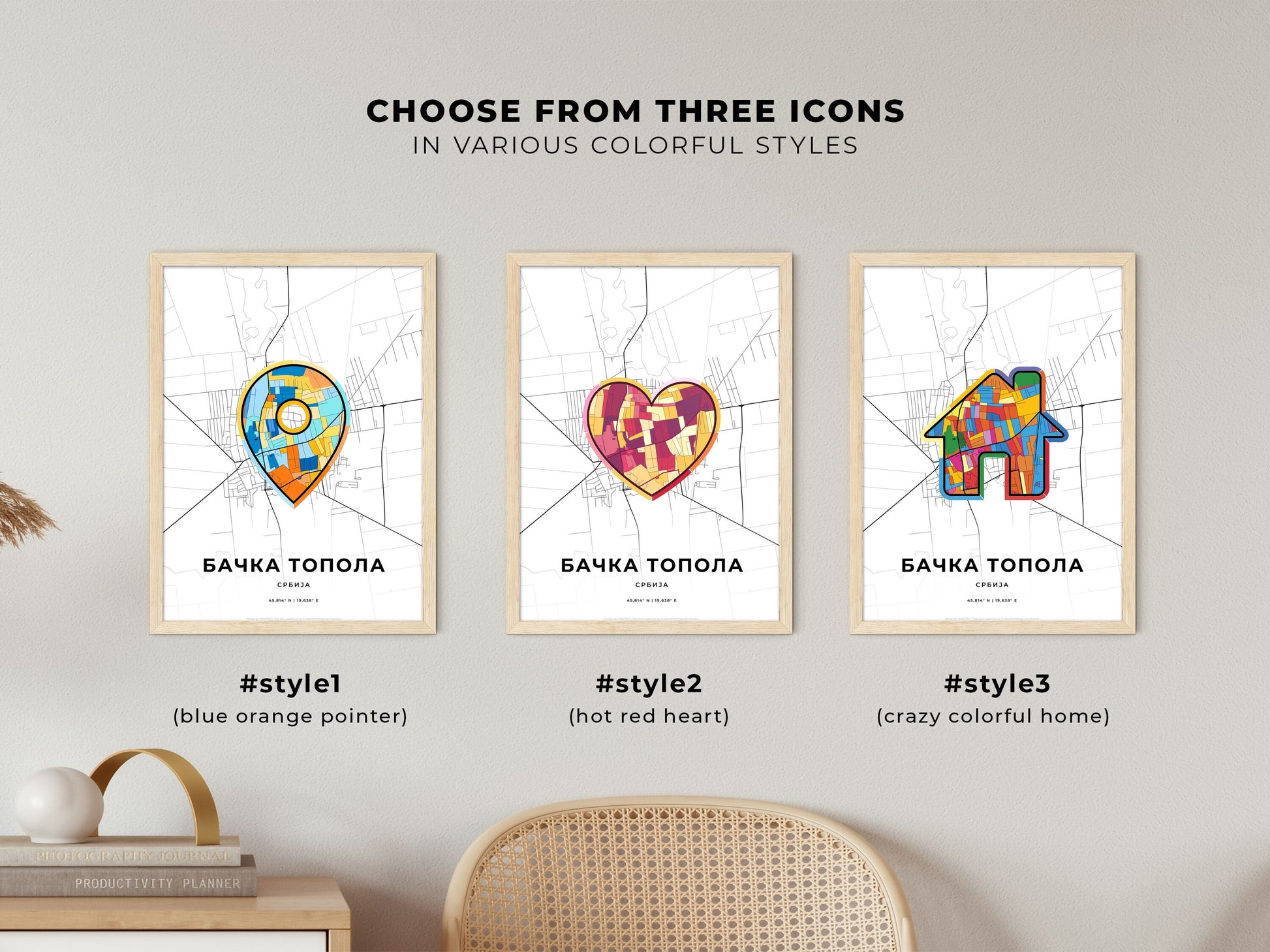 Bačka Topola Serbia maps with colorful icons