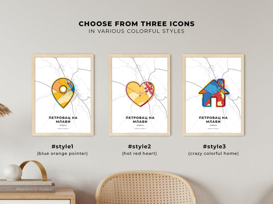 Petrovac Na Mlavi Serbia maps with colorful icons