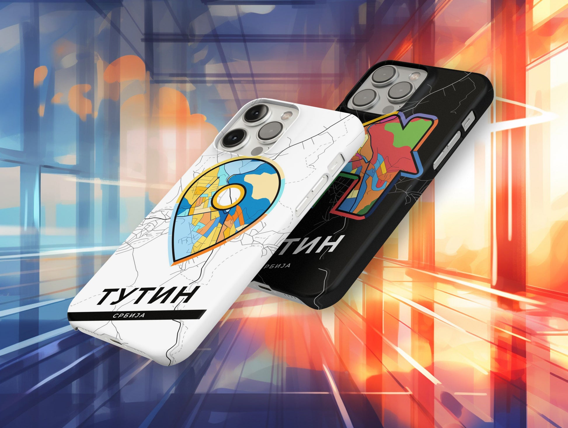 Tutin Serbia slim phone case with colorful icon