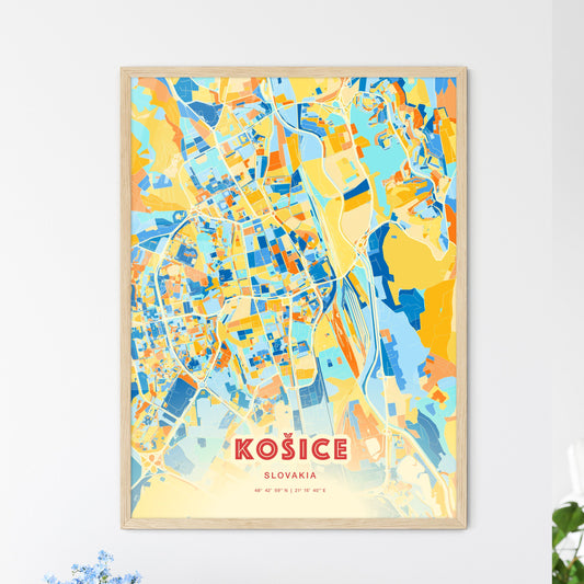 Colorful Košice Slovakia Fine Art Map Blue Orange