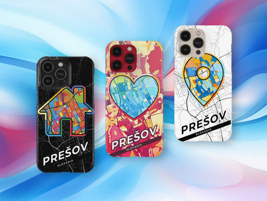 Prešov Slovakia slim phone case with colorful icon. Birthday, wedding or housewarming gift. Couple match cases.