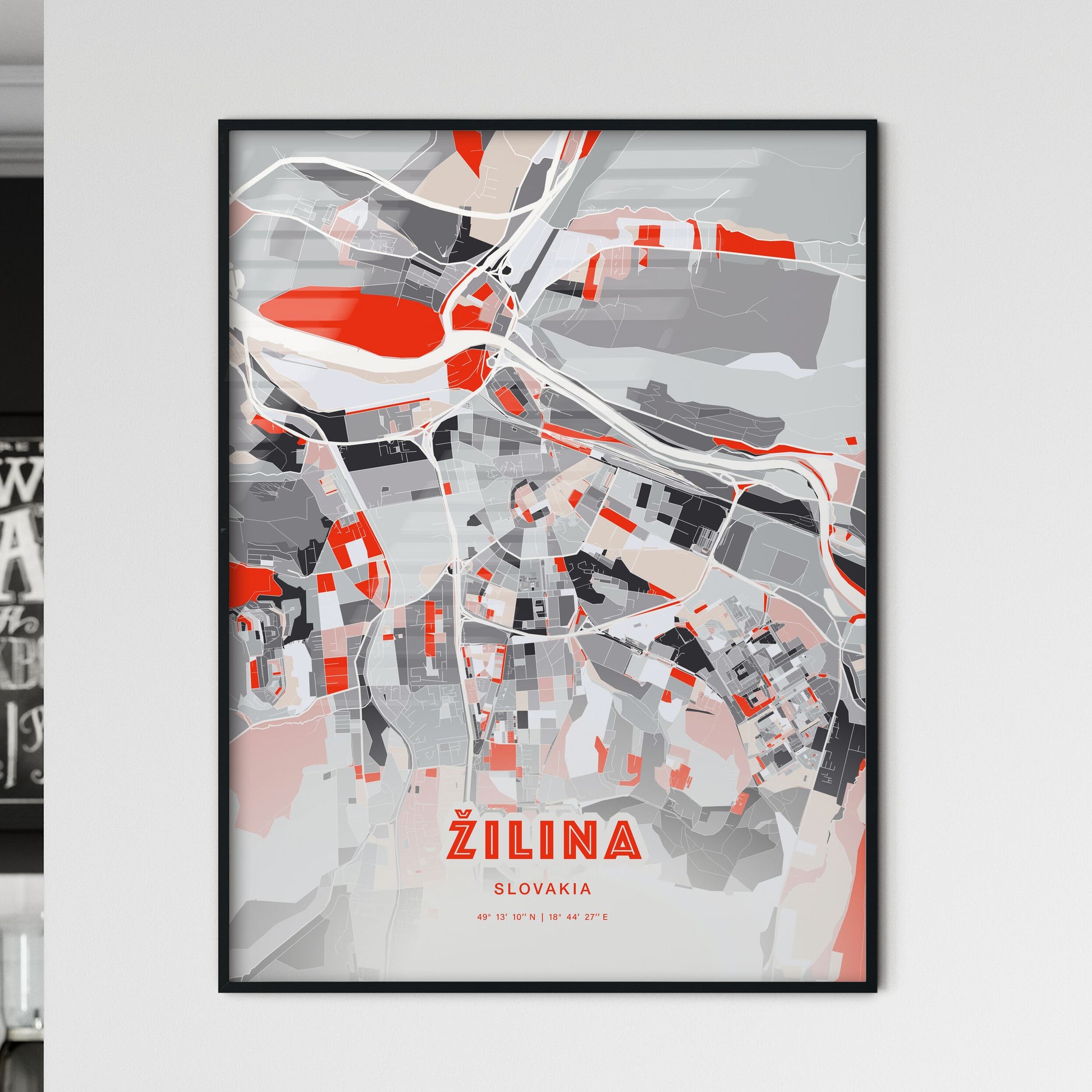 Colorful ŽILINA SLOVAKIA Fine Art Map Modern