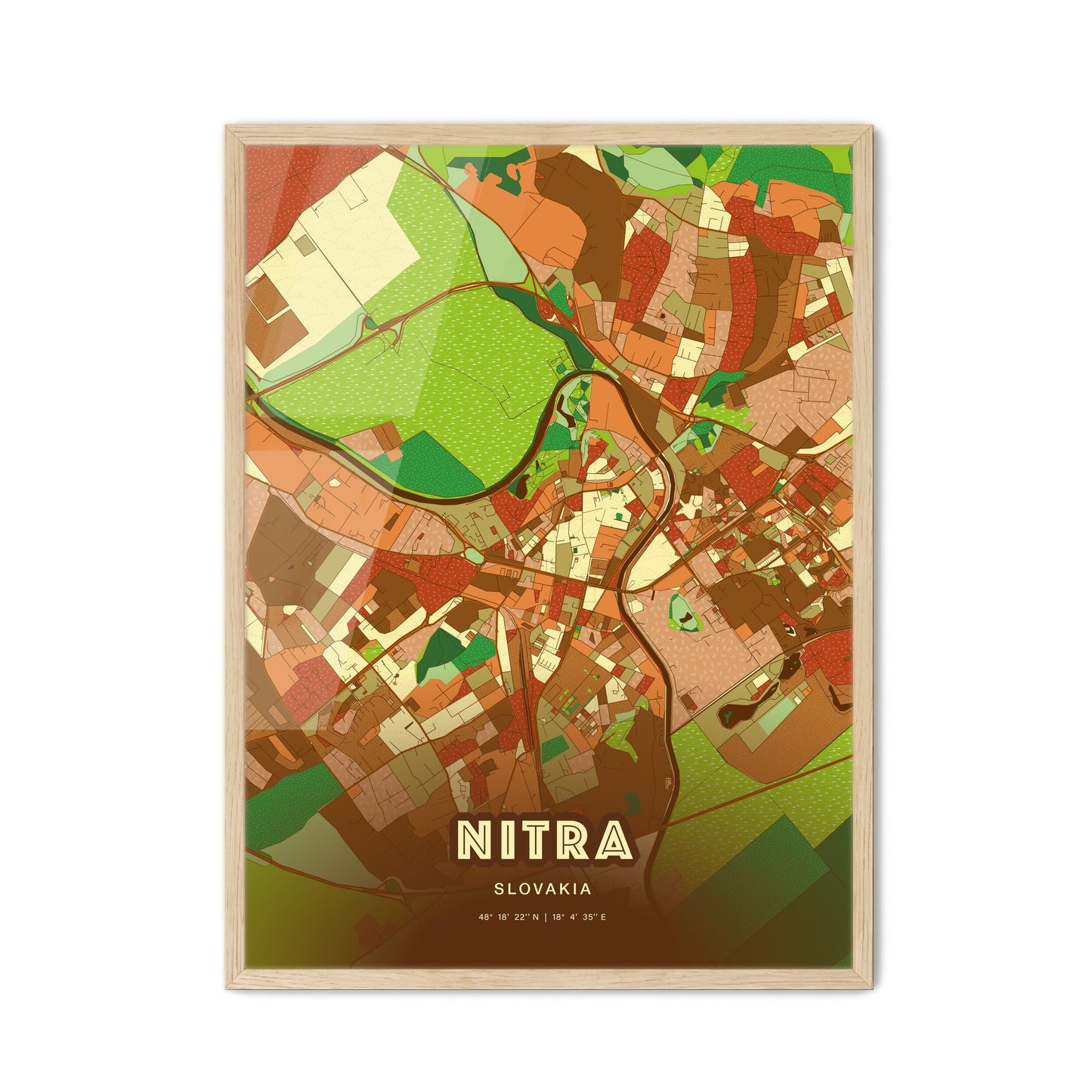 Colorful NITRA SLOVAKIA Fine Art Map Farmhouse