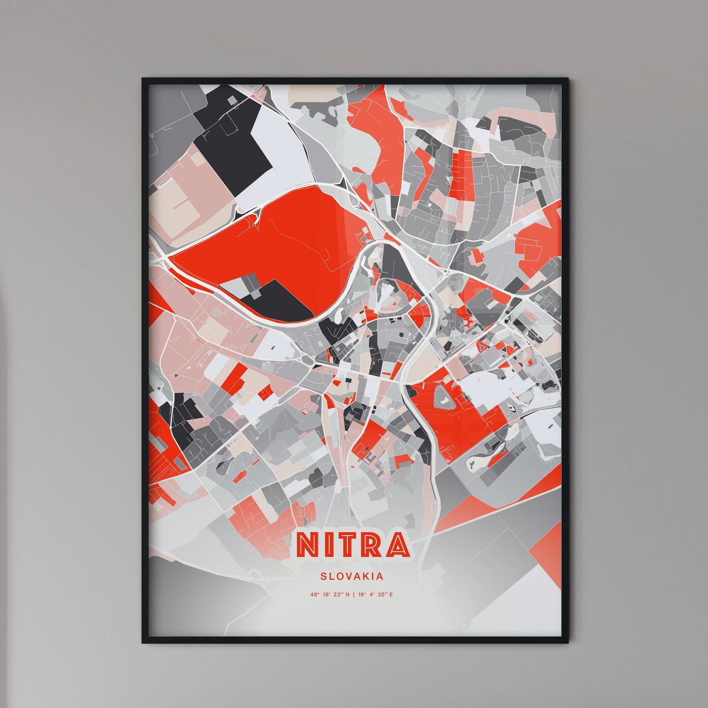 Colorful NITRA SLOVAKIA Fine Art Map Modern