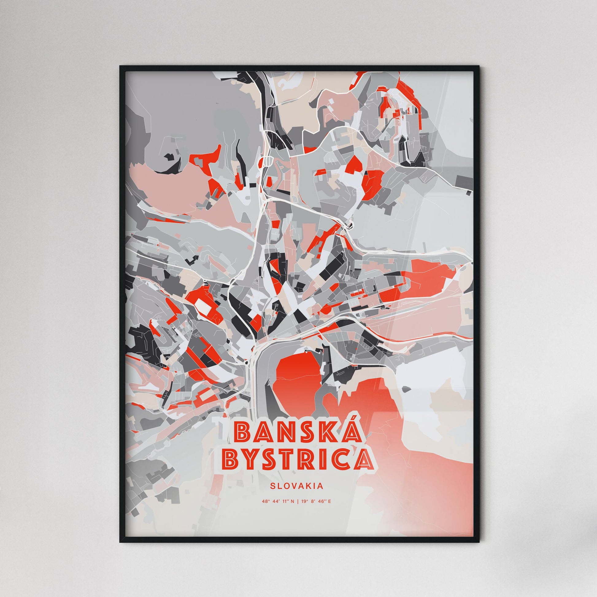 Colorful BANSKÁ BYSTRICA SLOVAKIA Fine Art Map Modern