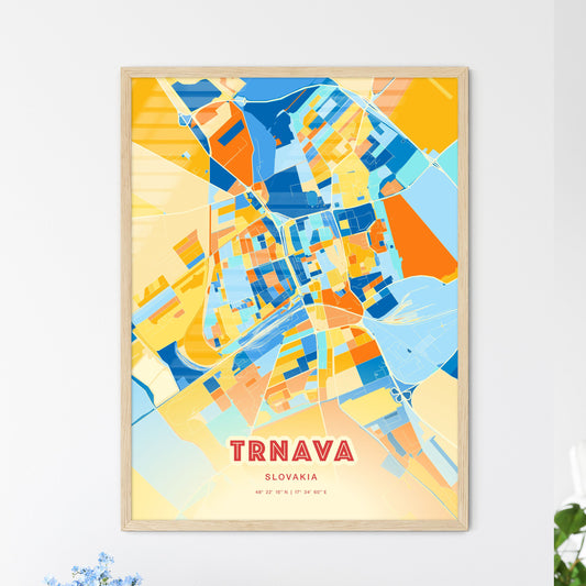 Colorful TRNAVA SLOVAKIA Fine Art Map Blue Orange