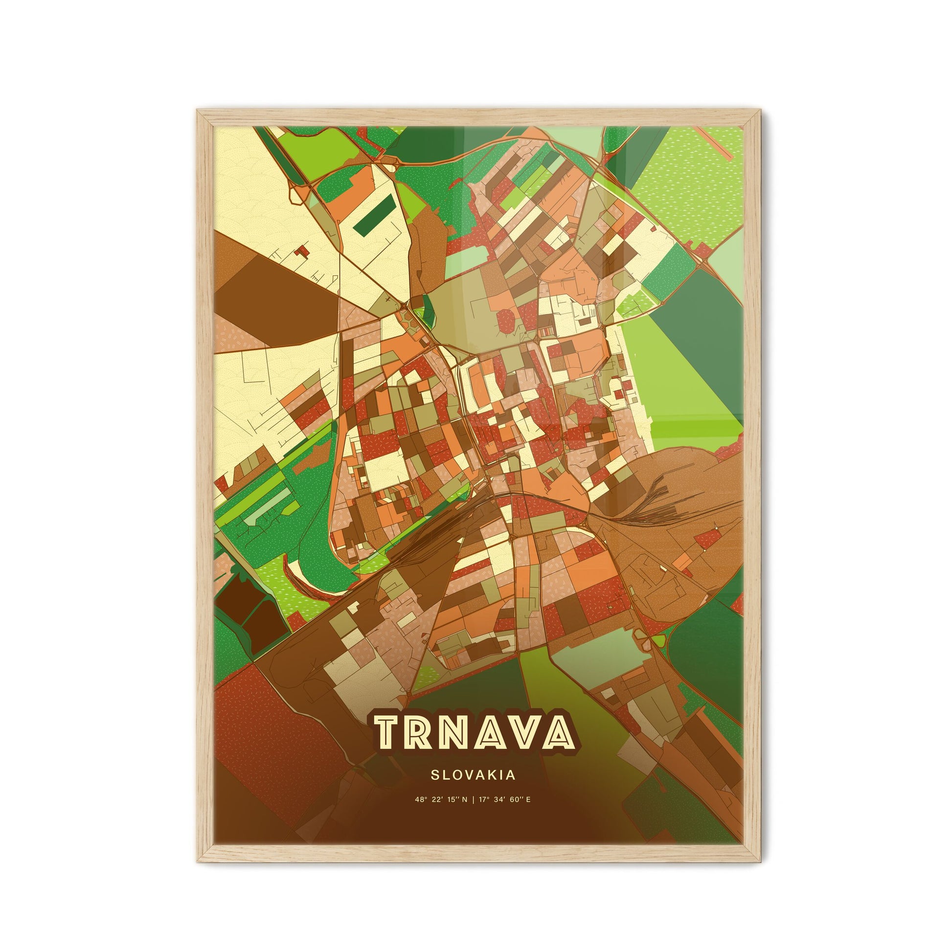 Colorful TRNAVA SLOVAKIA Fine Art Map Farmhouse