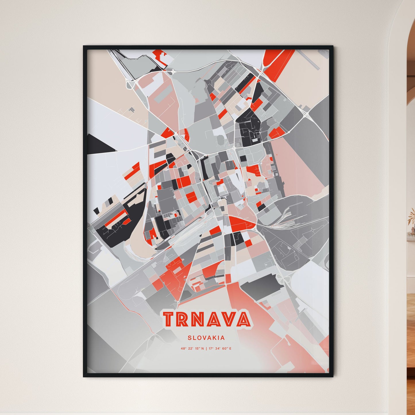 Colorful TRNAVA SLOVAKIA Fine Art Map Modern