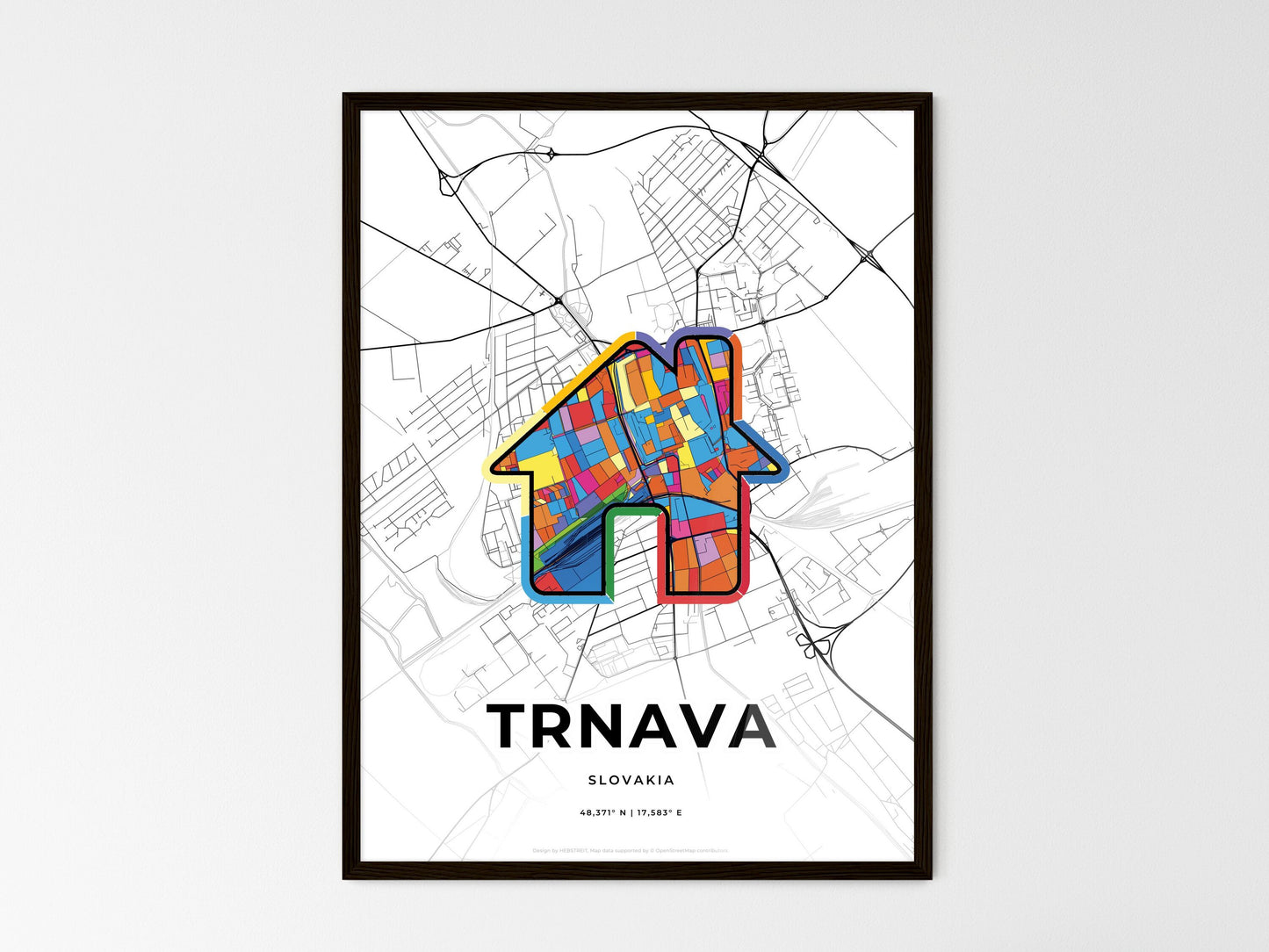 Trnava Slovakia wedding art map with home icon
